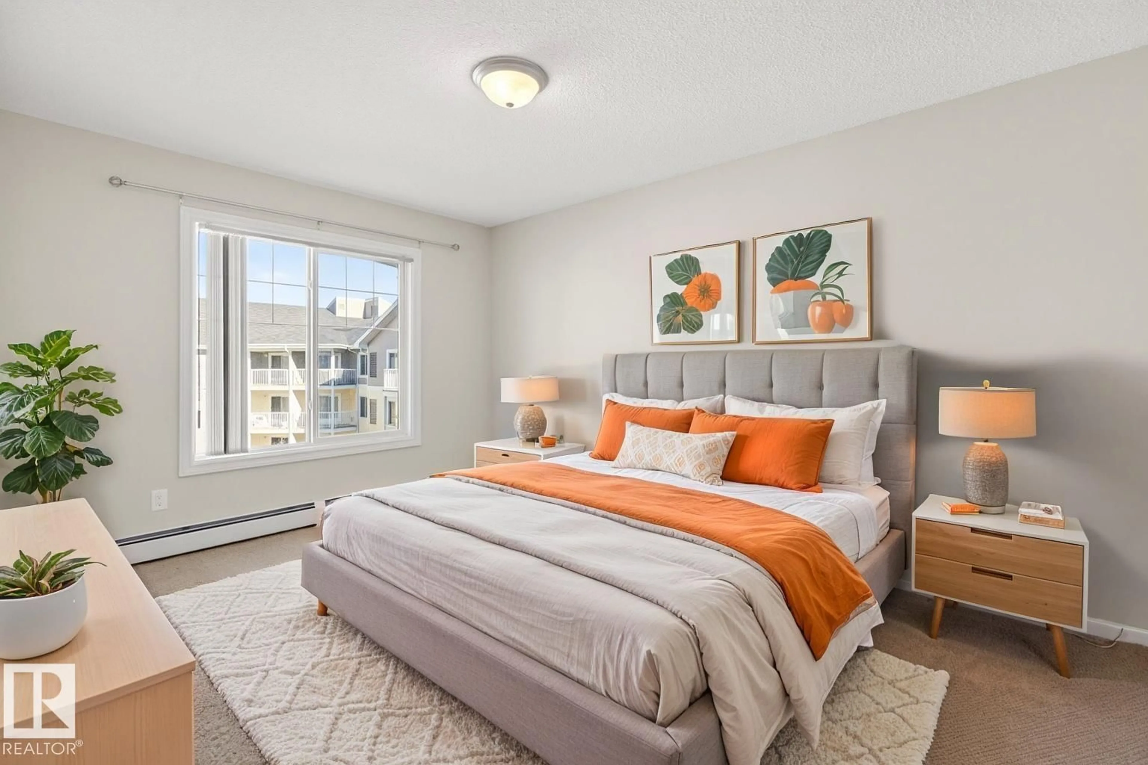Bedroom with bed, carpet floor for 404 - 2208 44 AV NW, Edmonton Alberta T6T0G5