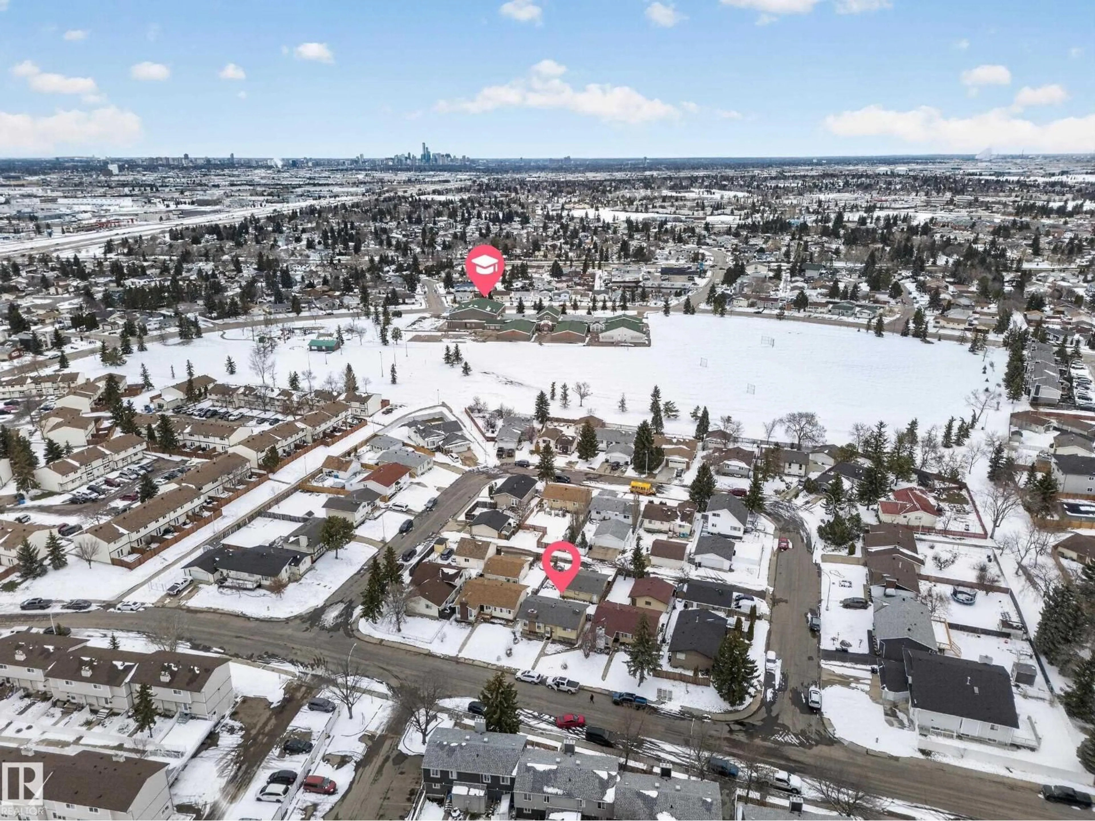 A pic from outside/outdoor area/front of a property/back of a property/a pic from drone, water/lake/river/ocean view for 8312 29 AVE, Edmonton Alberta T6K3V6