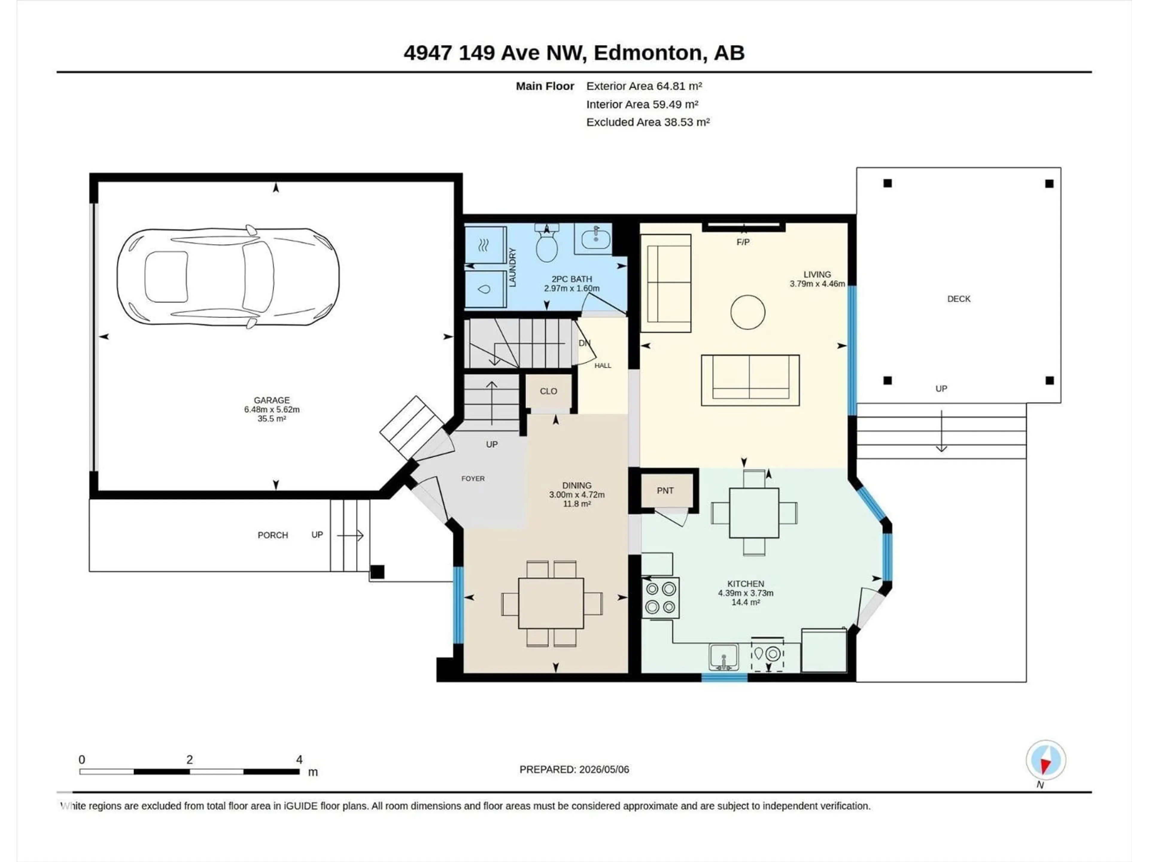 Floor plan for 4947 149 AV, Edmonton Alberta T5Y2W9