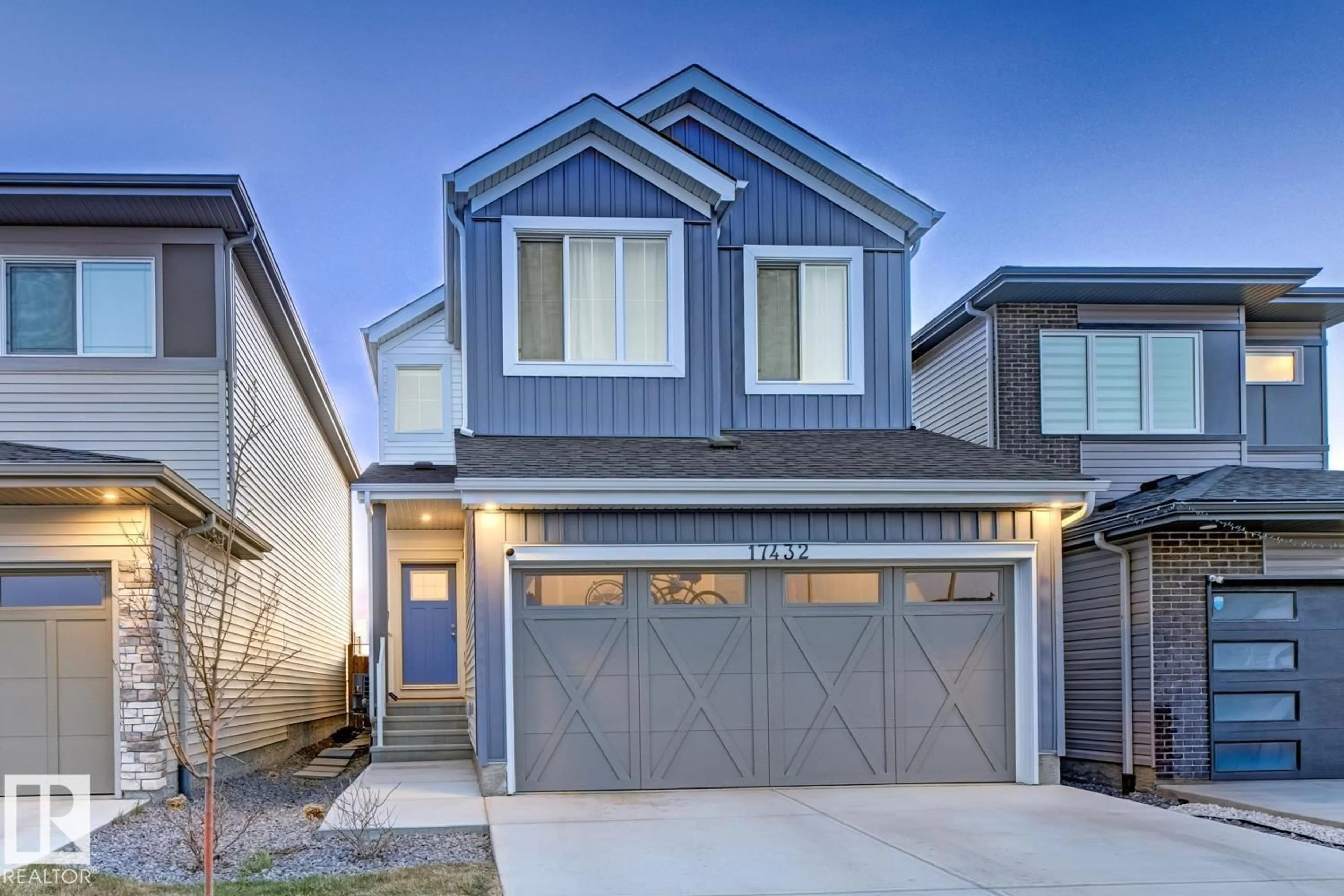Home with vinyl exterior material, street for NE - 17432 6 ST, Edmonton Alberta T5Y4G1
