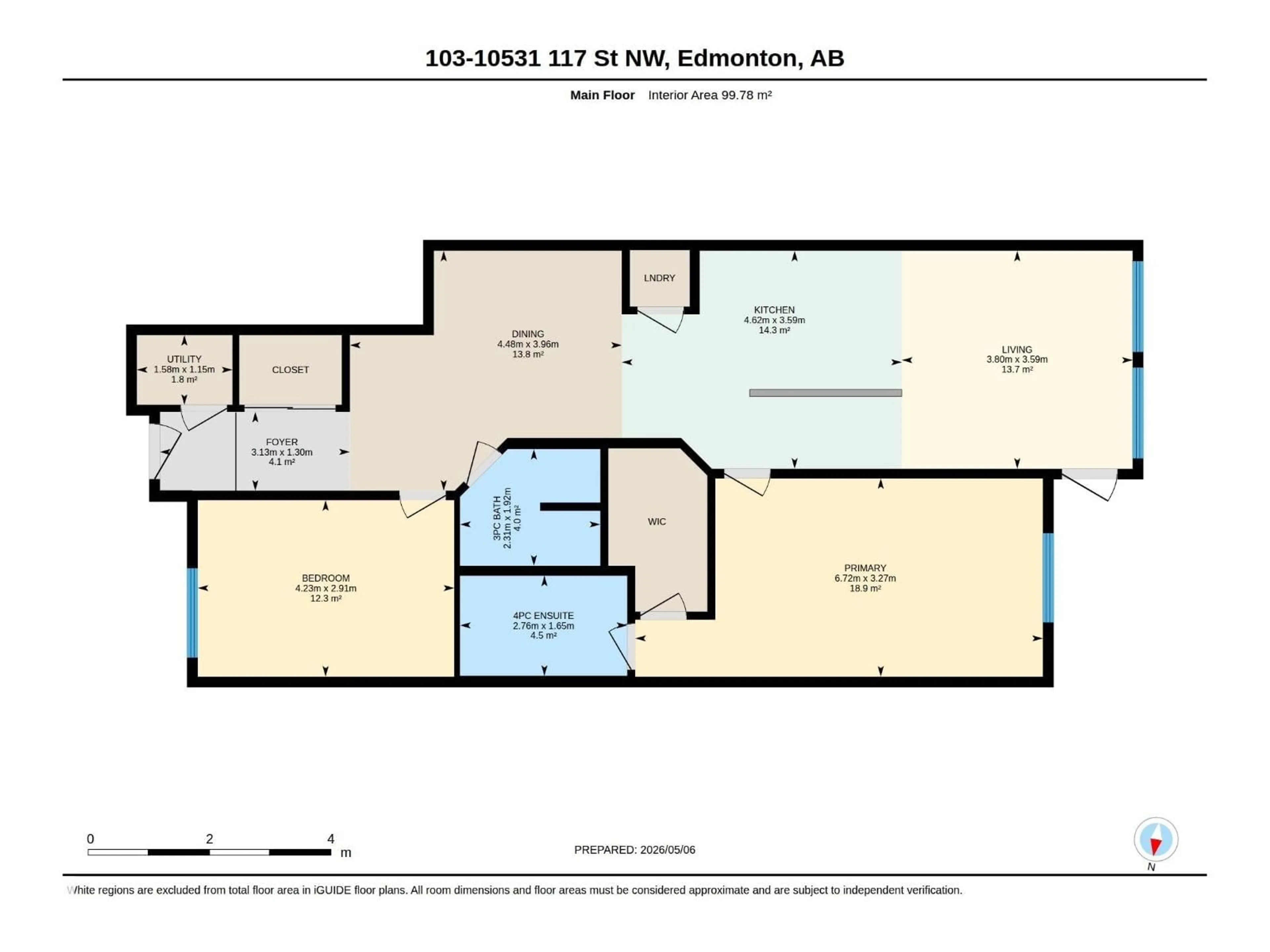 Floor plan for #103 - 10531 117 ST, Edmonton Alberta T5H0A8