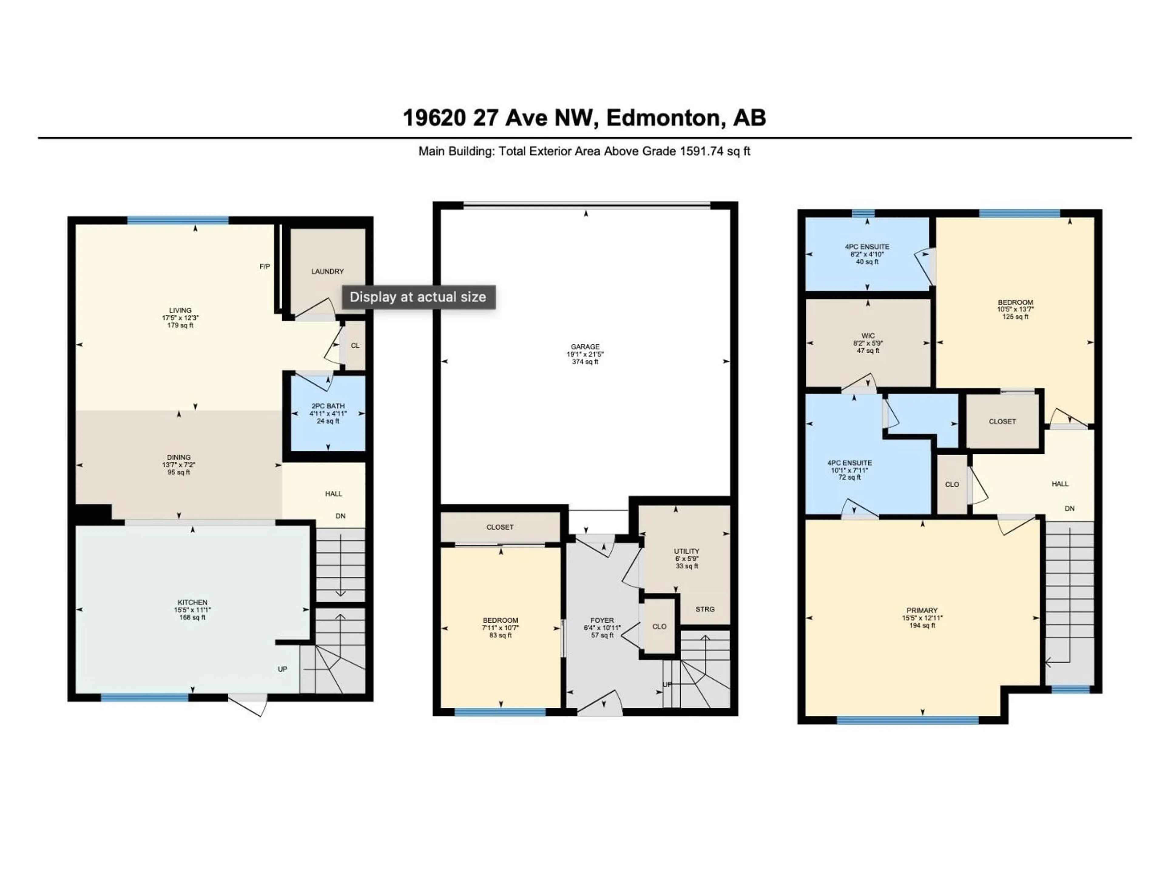 Floor plan for 19620 27 AV, Edmonton Alberta T6M0X1