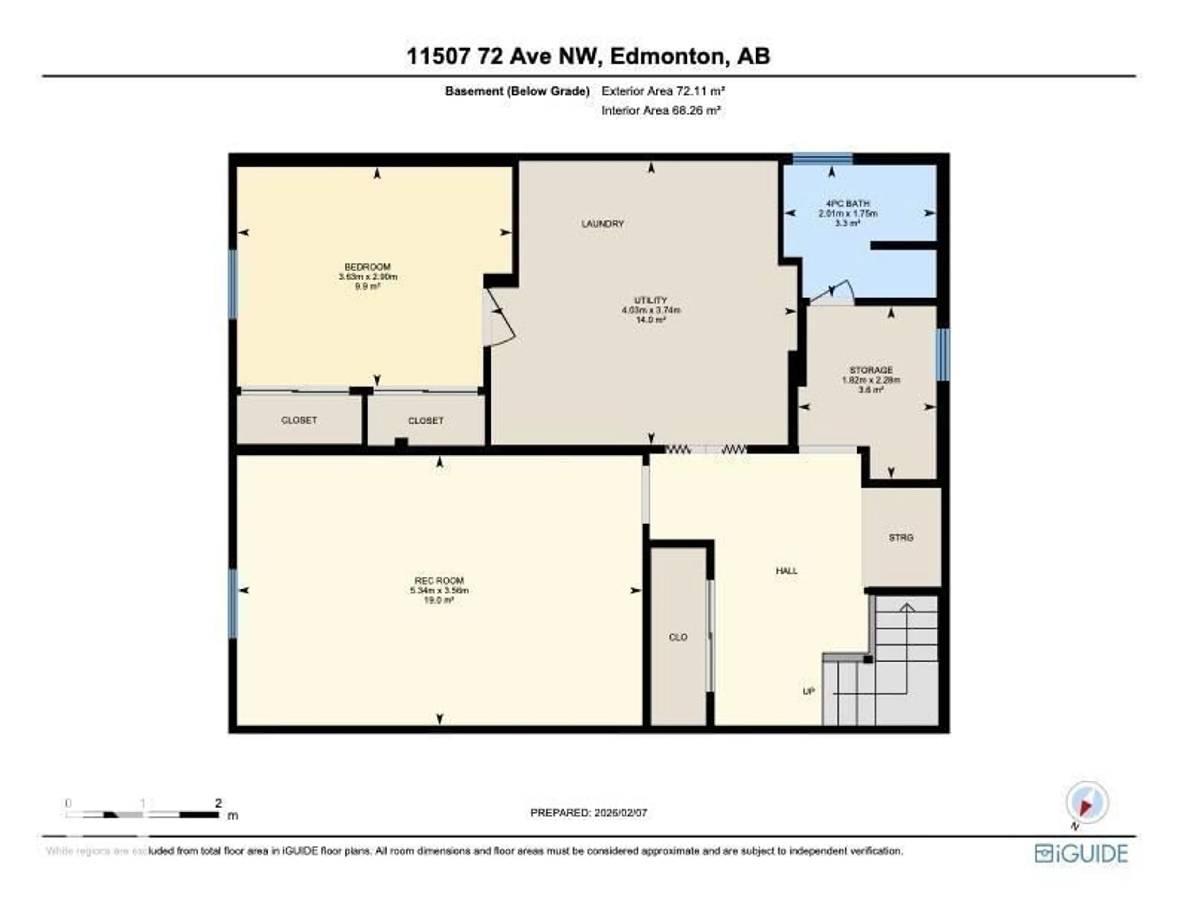 Floor plan for 11507 72 AV, Edmonton Alberta T6G0B7