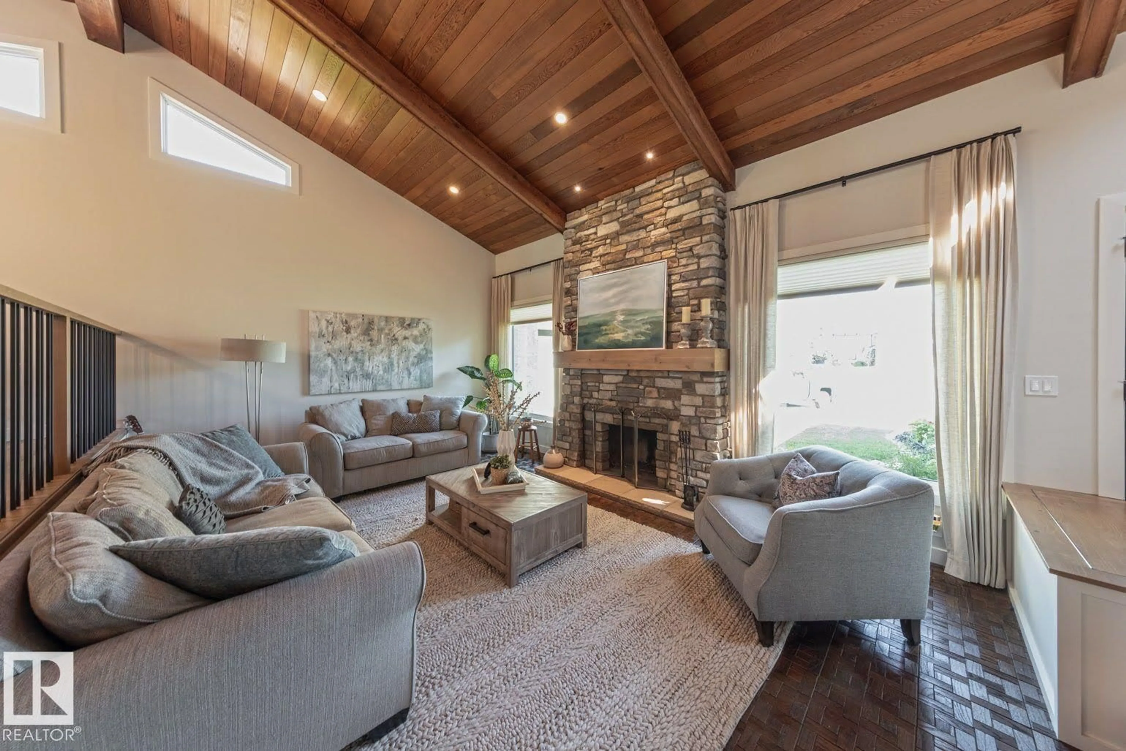 Living room with furniture, wood/laminate floor for 12423 28A AV, Edmonton Alberta T6J4L5