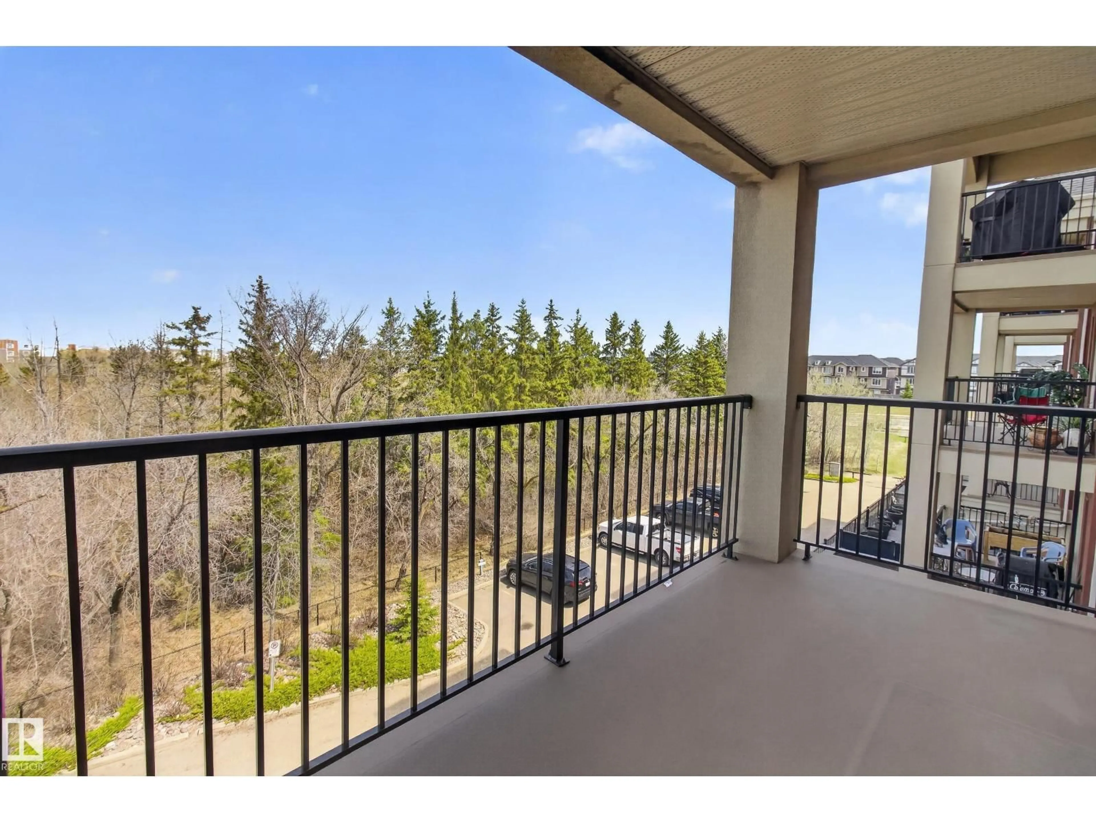 Balcony in the apartment, water/lake/river/ocean view for #301 - 501 PALISADES WY, Sherwood Park Alberta T8H0H8