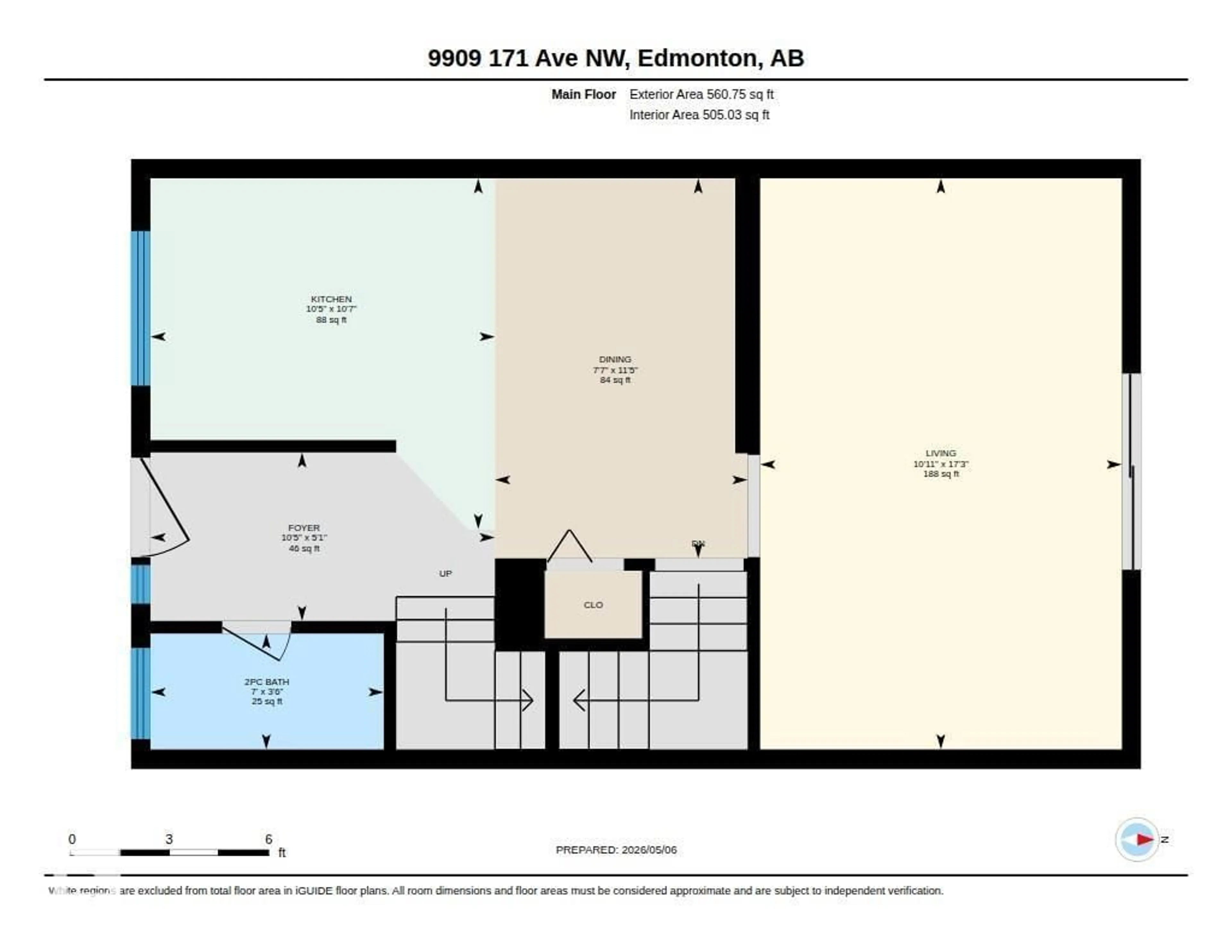 Floor plan for 9909 171 AV, Edmonton Alberta T5X4X2