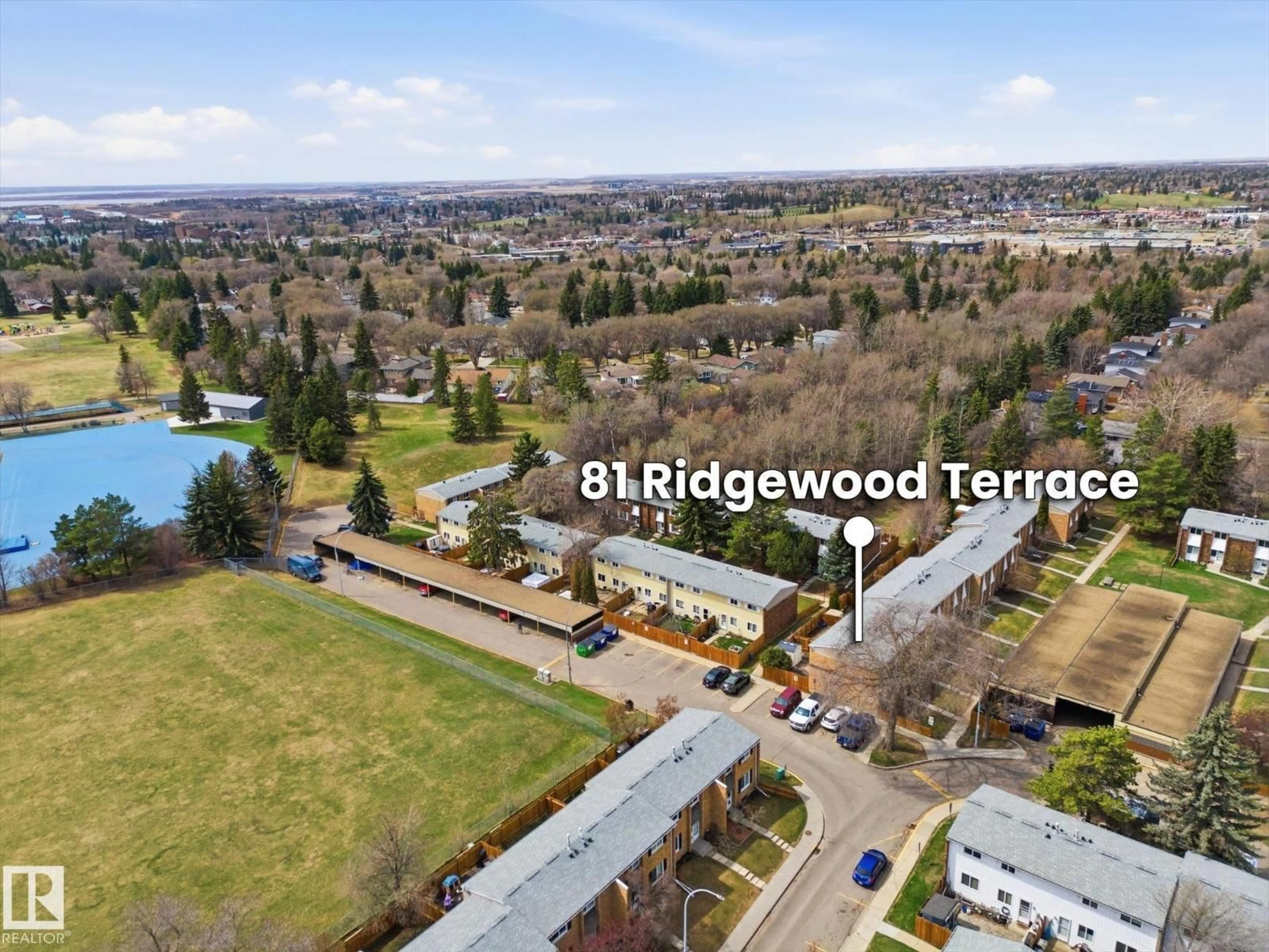 A pic from outside/outdoor area/front of a property/back of a property/a pic from drone, forest/trees view for 81 RIDGEWOOD TC, St. Albert Alberta T8N0E9