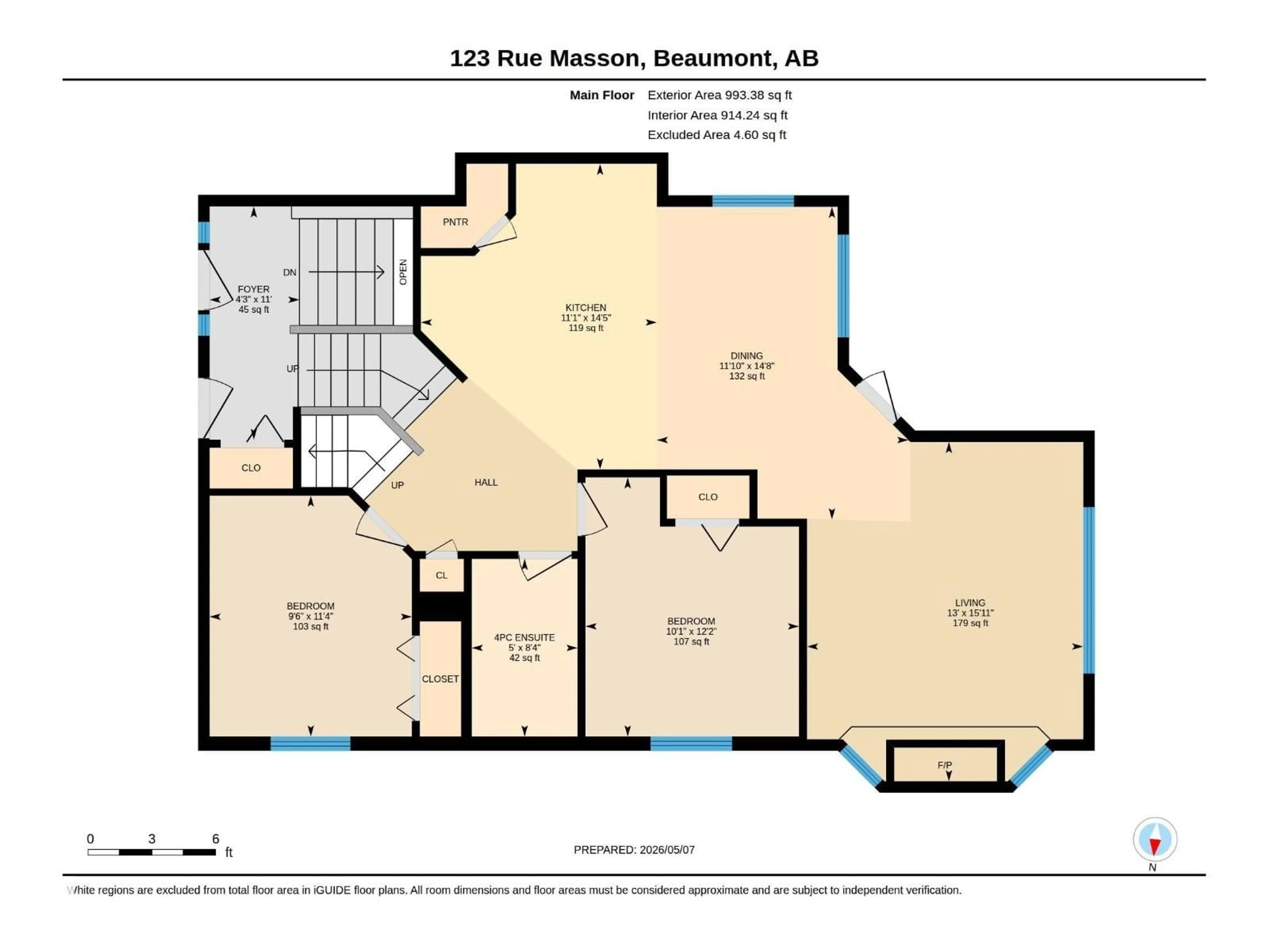 Floor plan for 123 RUE MASSON, Beaumont Alberta T4X1S8