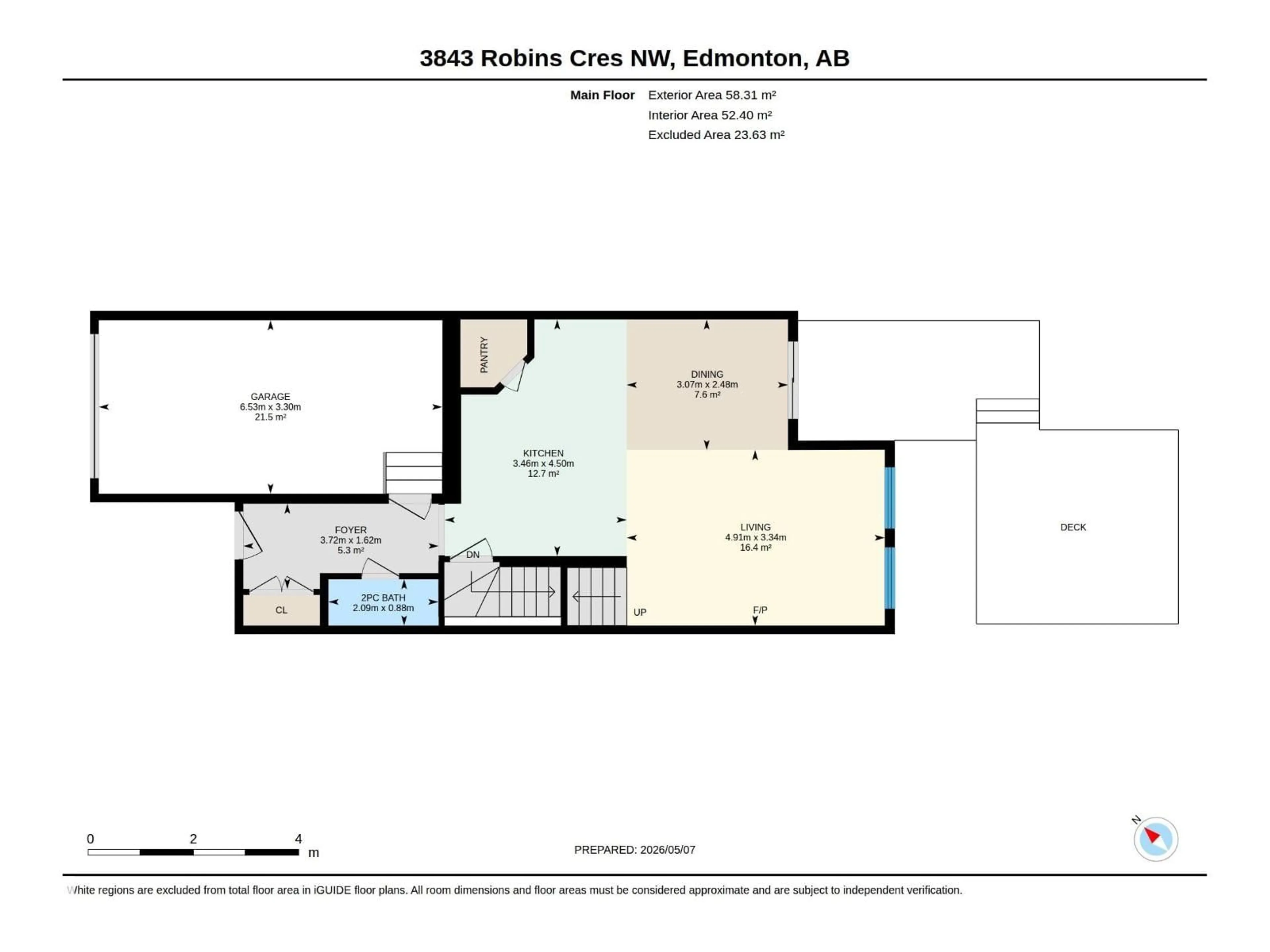 Floor plan for 3843 ROBINS CR, Edmonton Alberta T5S0M7