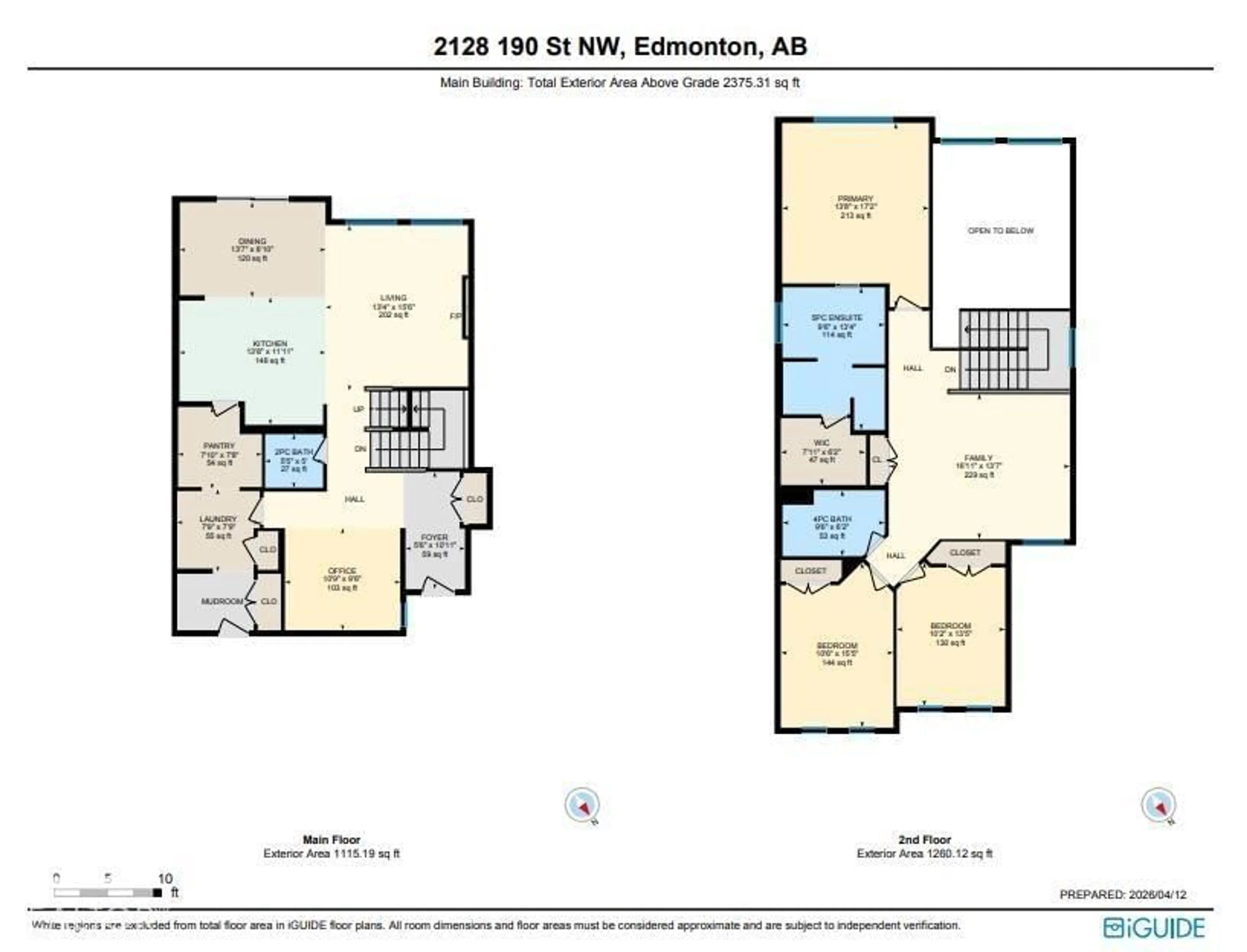 Floor plan for NW - 2128 190 ST, Edmonton Alberta T6M1R4