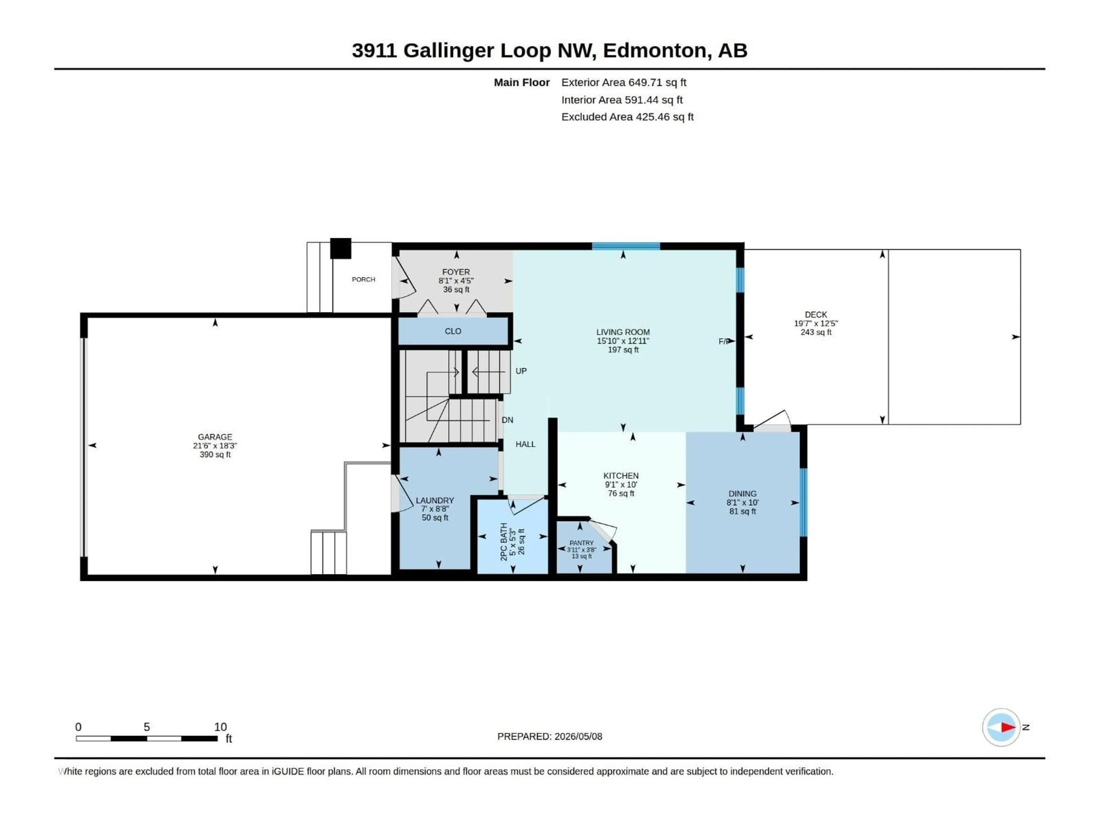 Floor plan for NW - 3911 GALLINGER LO, Edmonton Alberta T5T4G6