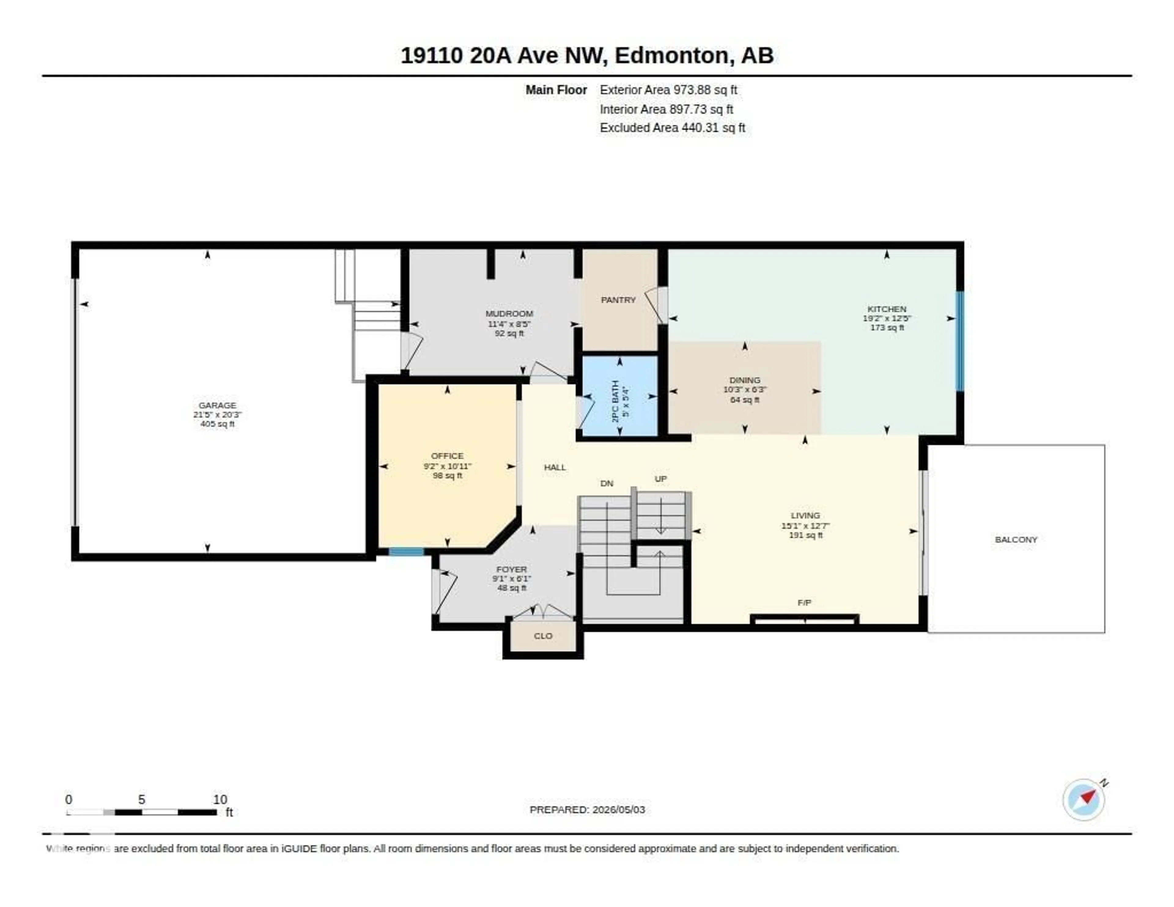 Floor plan for 19110 20A AV, Edmonton Alberta T6M3A8