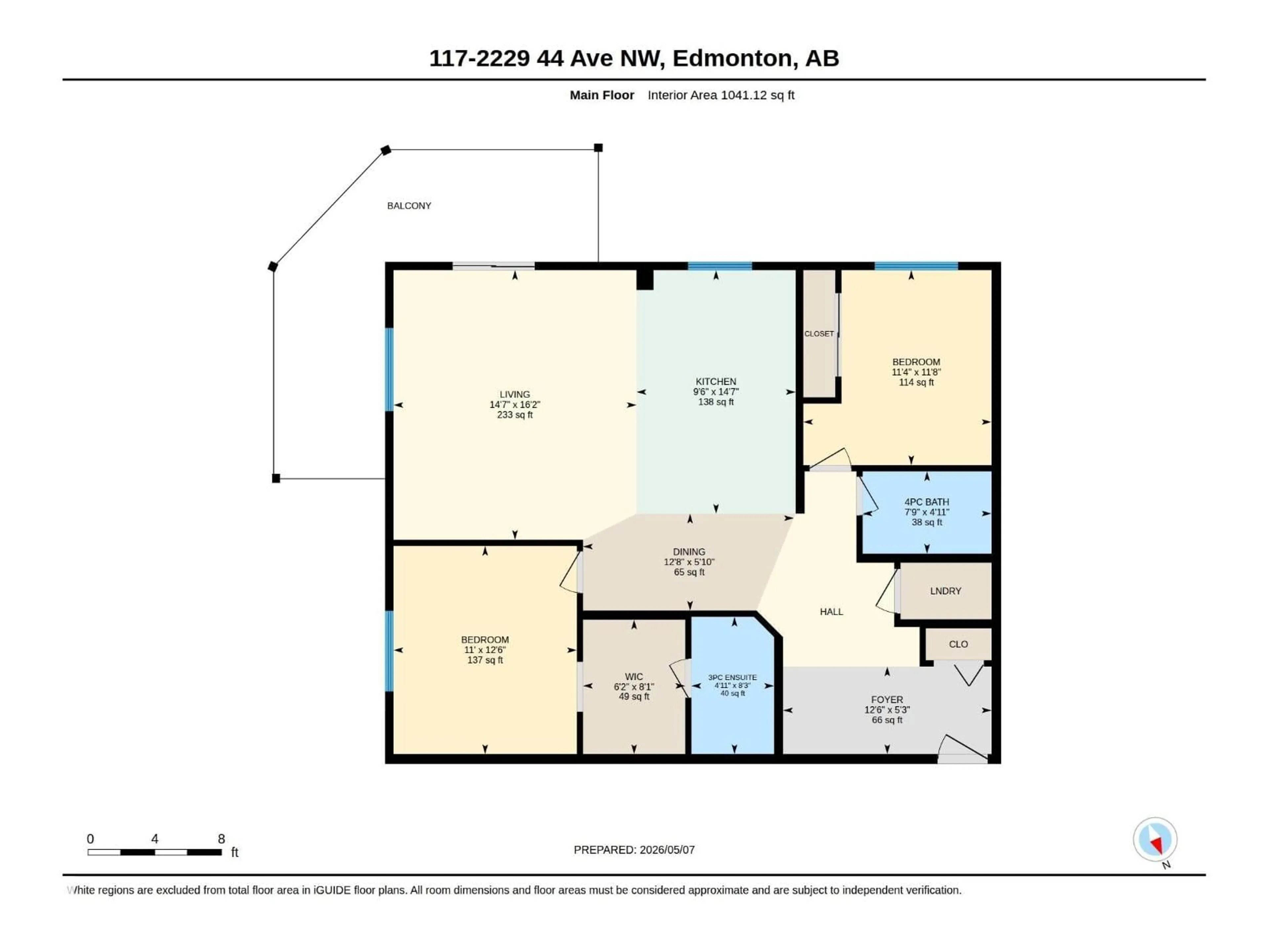 Floor plan for 117 - 2229 44 AV, Edmonton Alberta T6T0W6