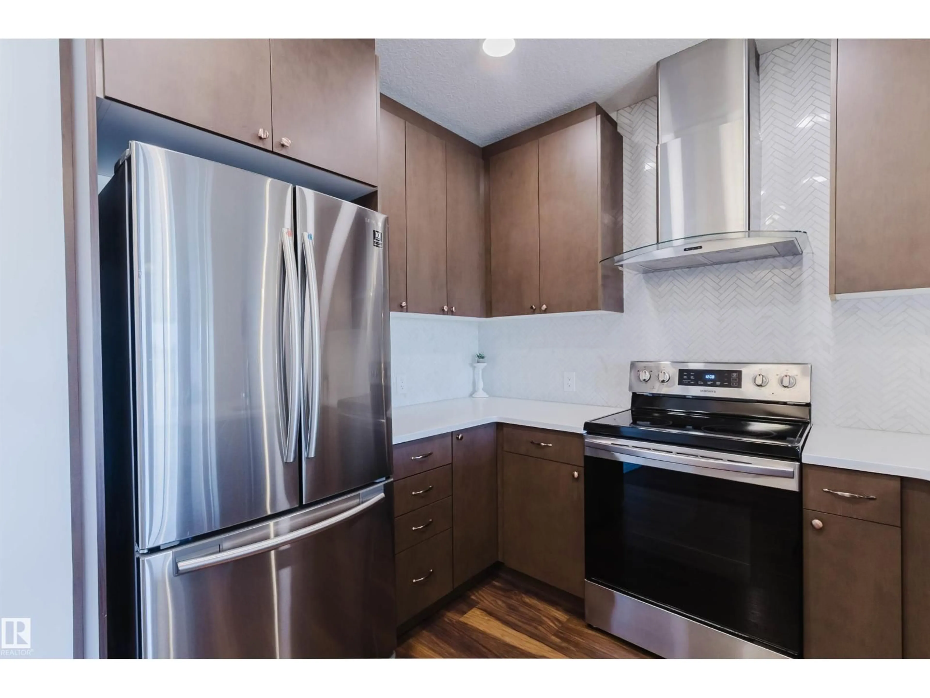 Standard kitchen, wood/laminate floor for 205 - 1316 WINDERMERE WY, Edmonton Alberta T6W2J3