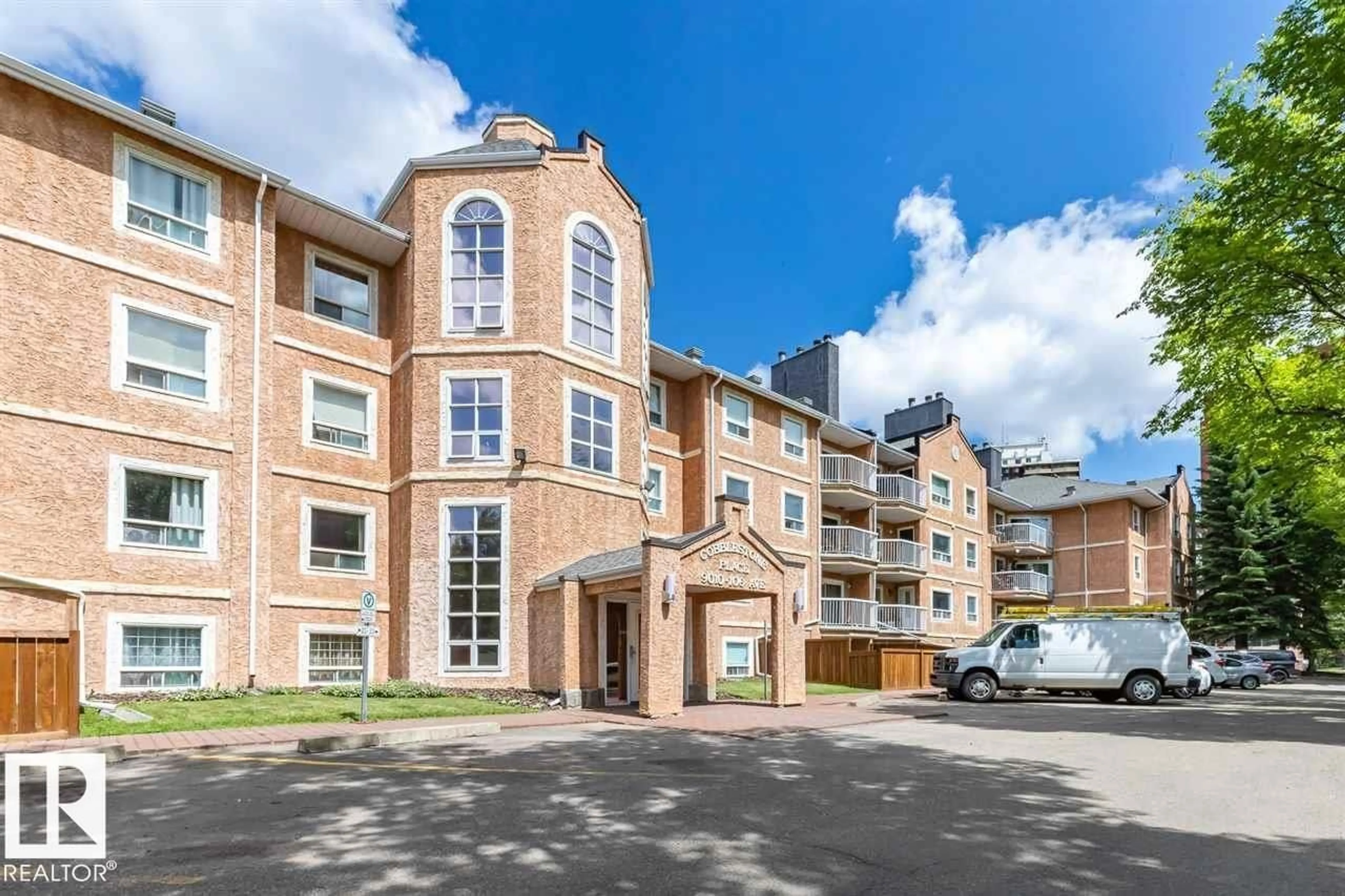 A pic from outside/outdoor area/front of a property/back of a property/a pic from drone, building for #108 - 9010 106 AV, Edmonton Alberta T5H2K3
