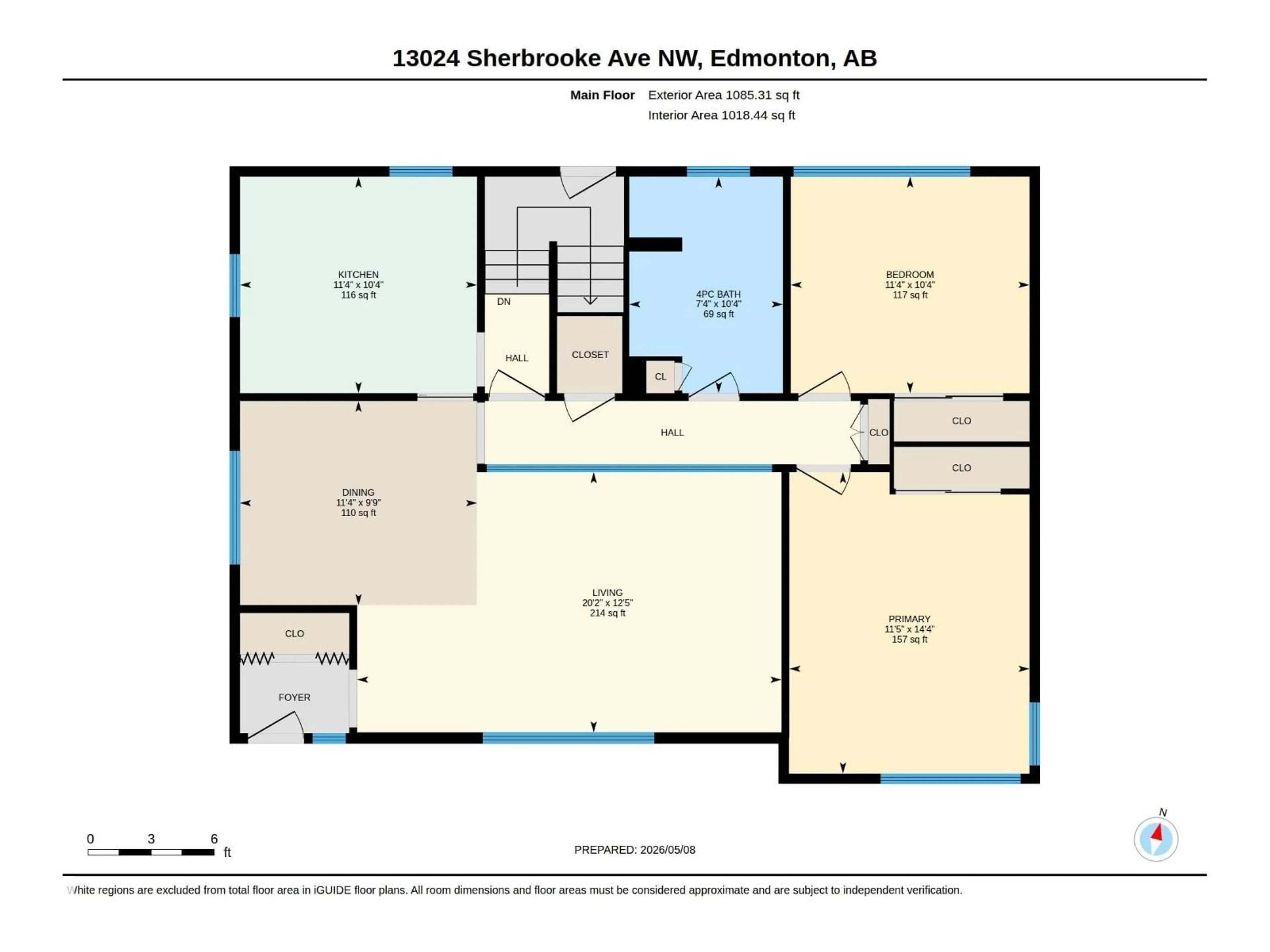 Floor plan for 13024 SHERBROOKE AV, Edmonton Alberta T5L4E8