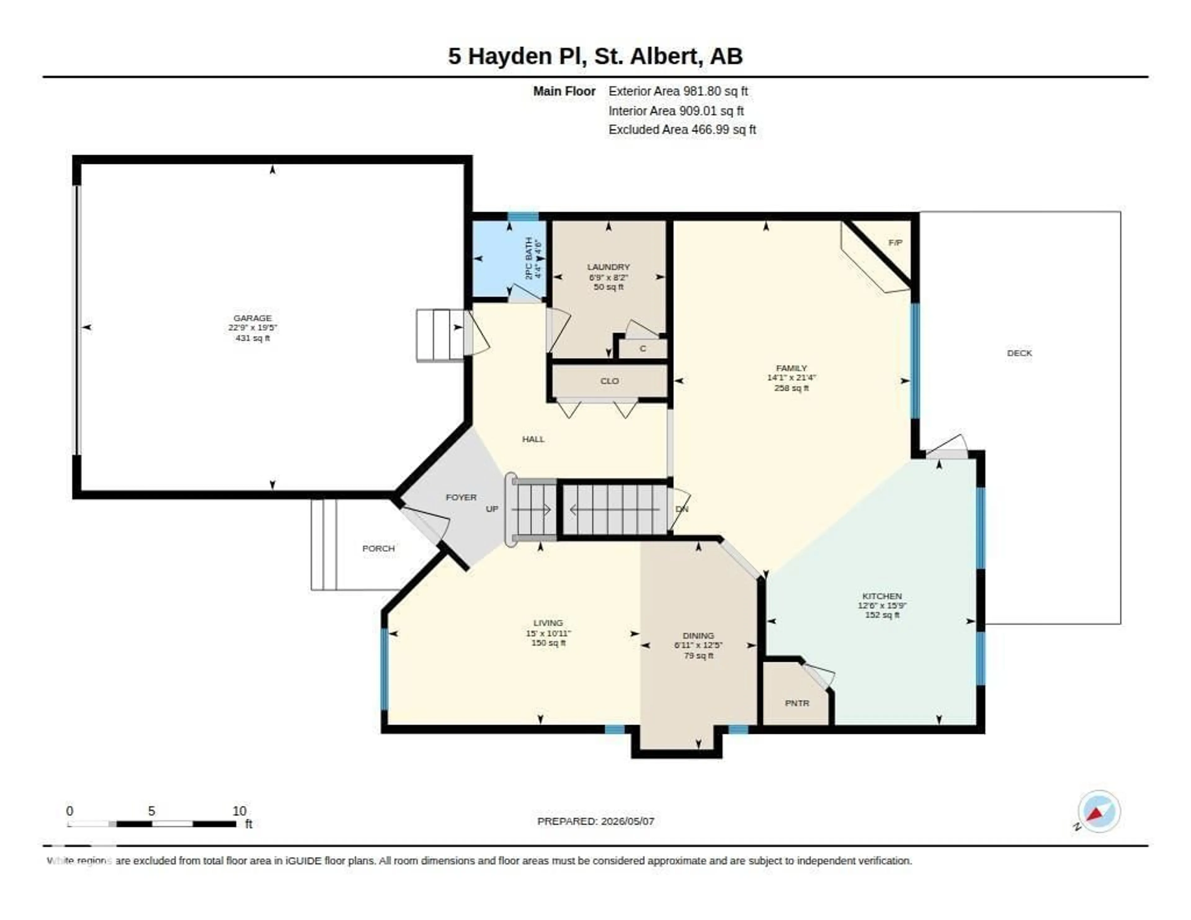 Floor plan for 5 HAYDEN PL, St. Albert Alberta T8N6V1