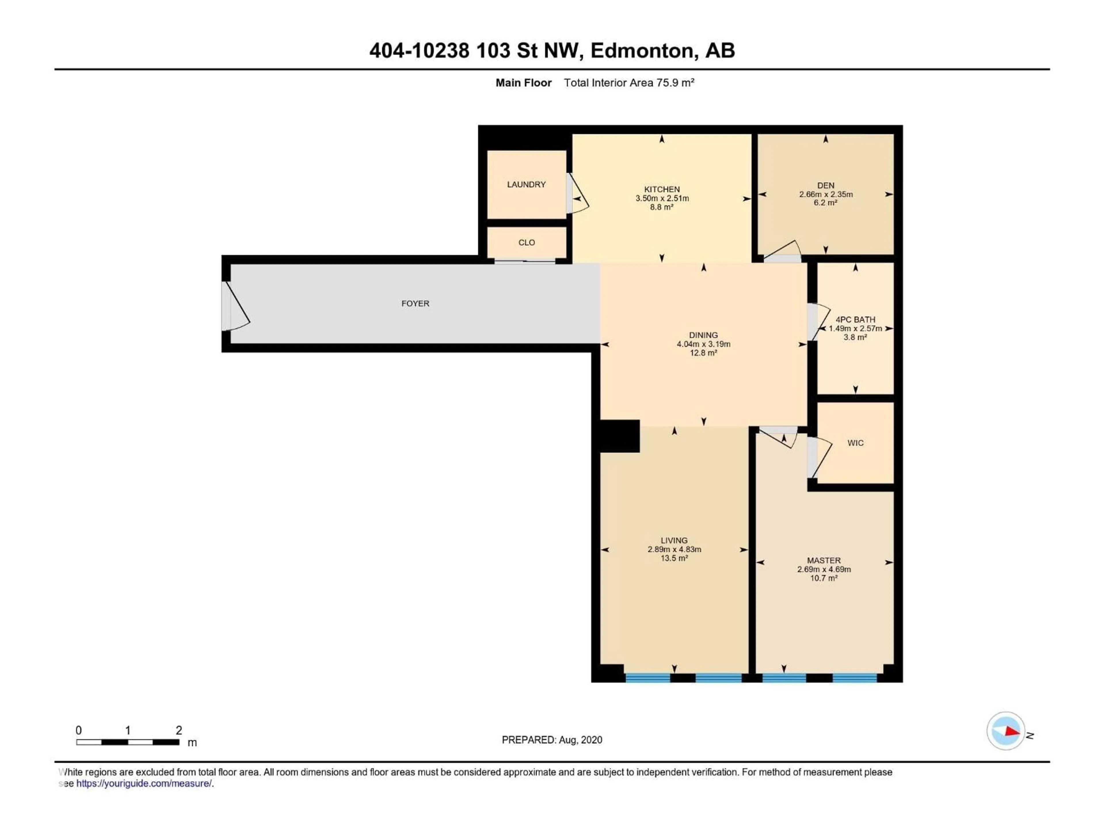 Floor plan for #404 - 10238 103 ST, Edmonton Alberta T5J0G6