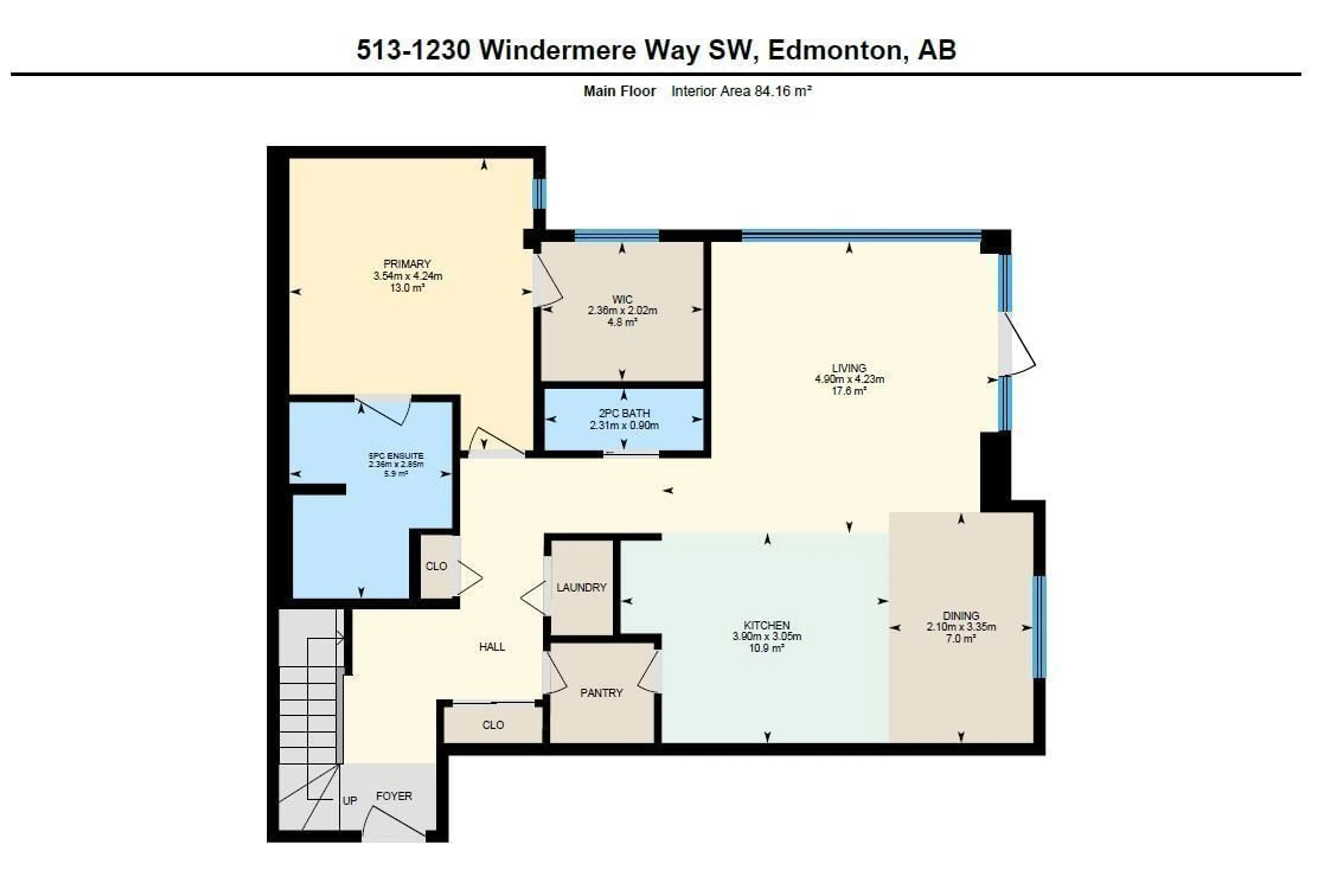 Floor plan for #513 - 1230 WINDERMERE WY, Edmonton Alberta T6W2J3