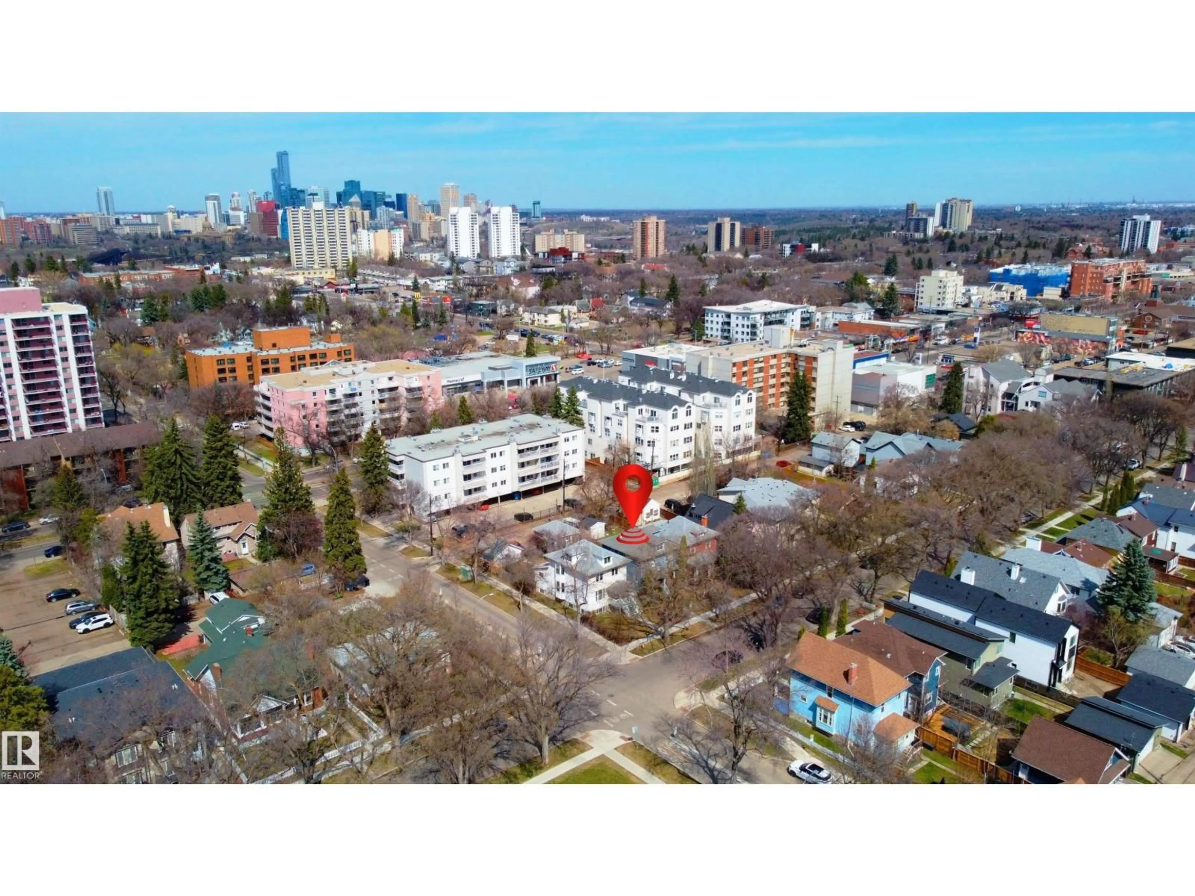 A pic from outside/outdoor area/front of a property/back of a property/a pic from drone, city buildings view from balcony for 10956 81 AV, Edmonton Alberta T6G0S2