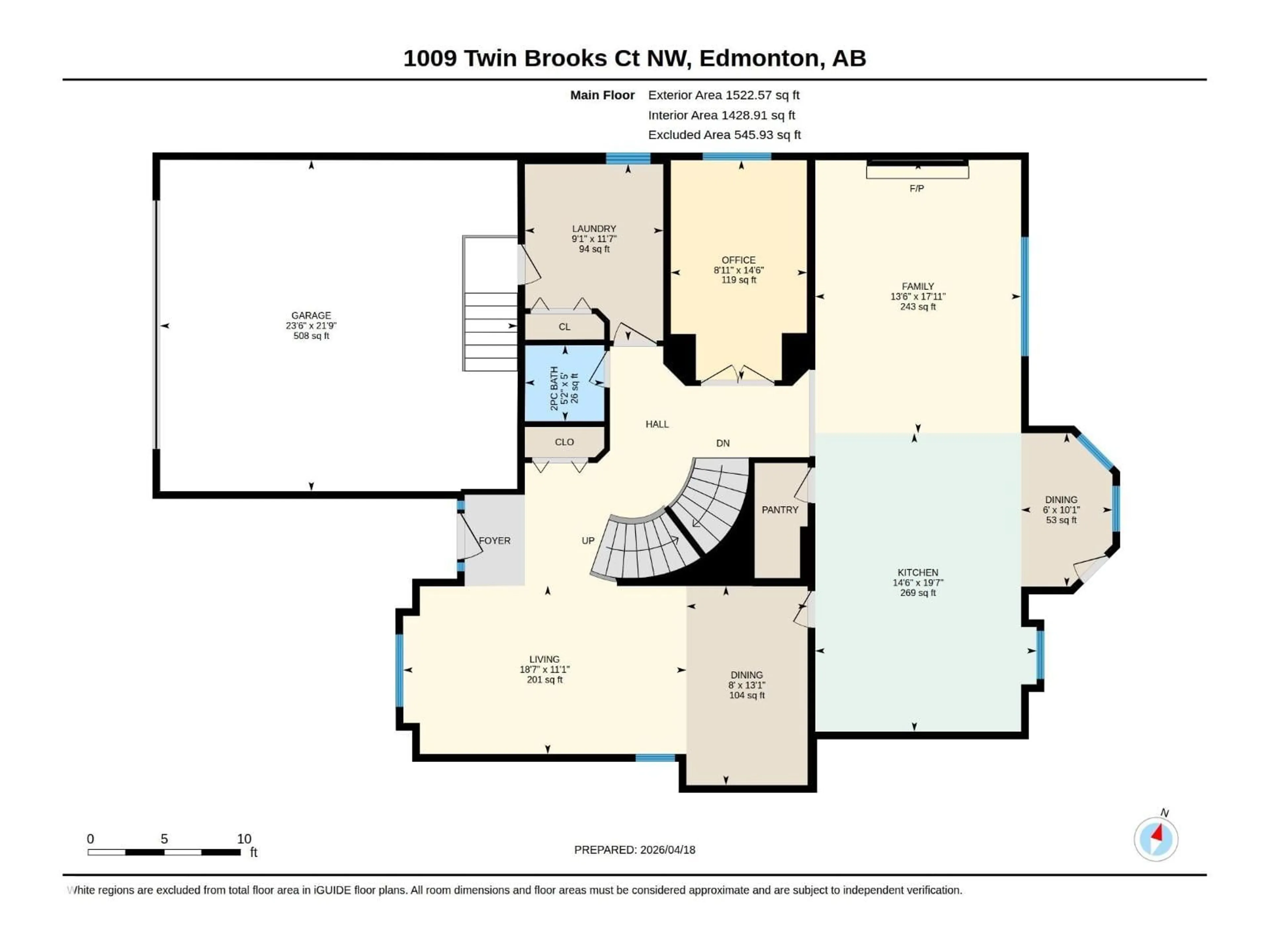 Floor plan for 1009 TWIN BROOKS CO, Edmonton Alberta T6J7G5