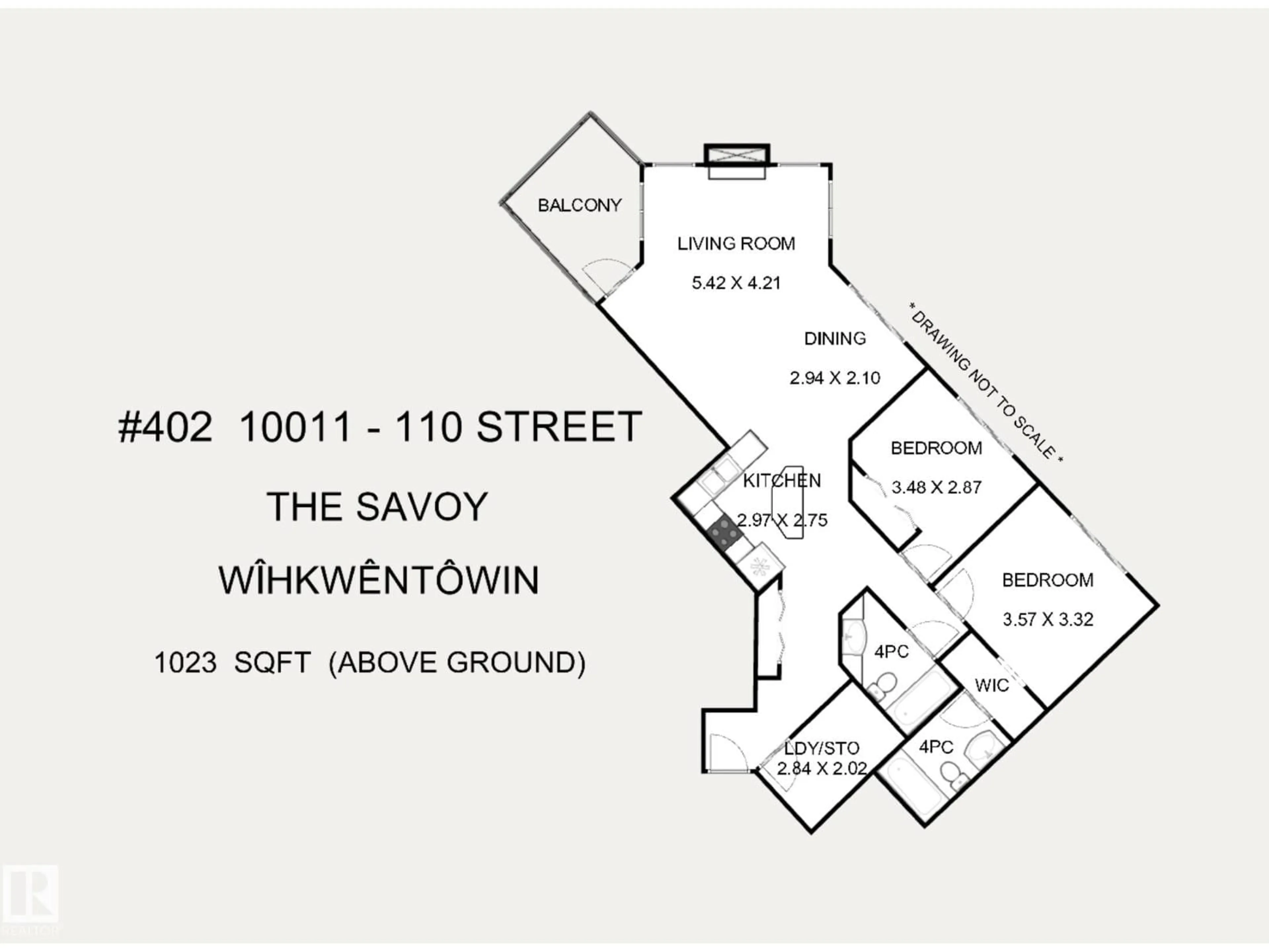 Floor plan for #402 - 10011 110 ST, Edmonton Alberta T5K2X1