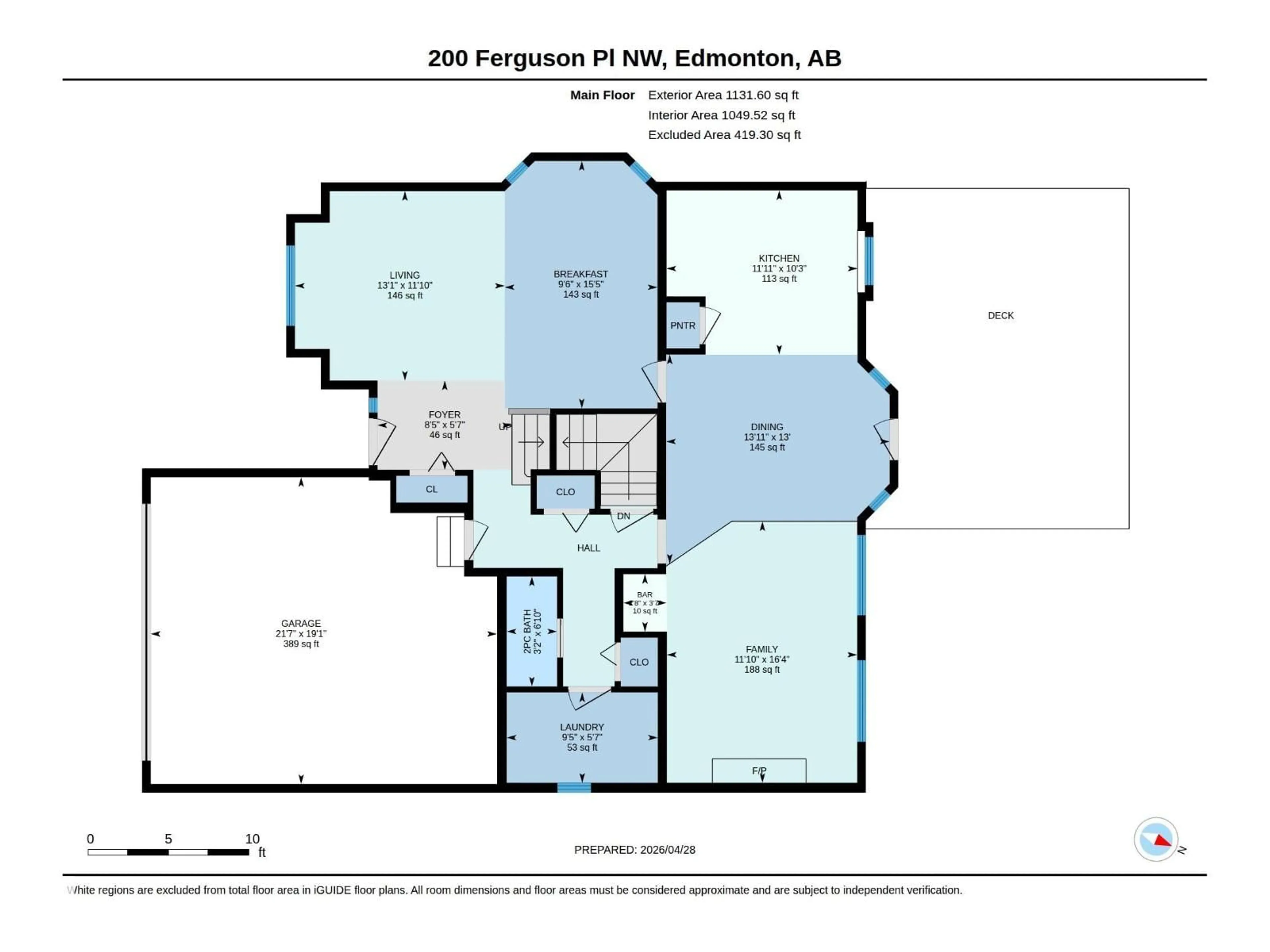 Floor plan for 200 FERGUSON PL, Edmonton Alberta T6R2C8