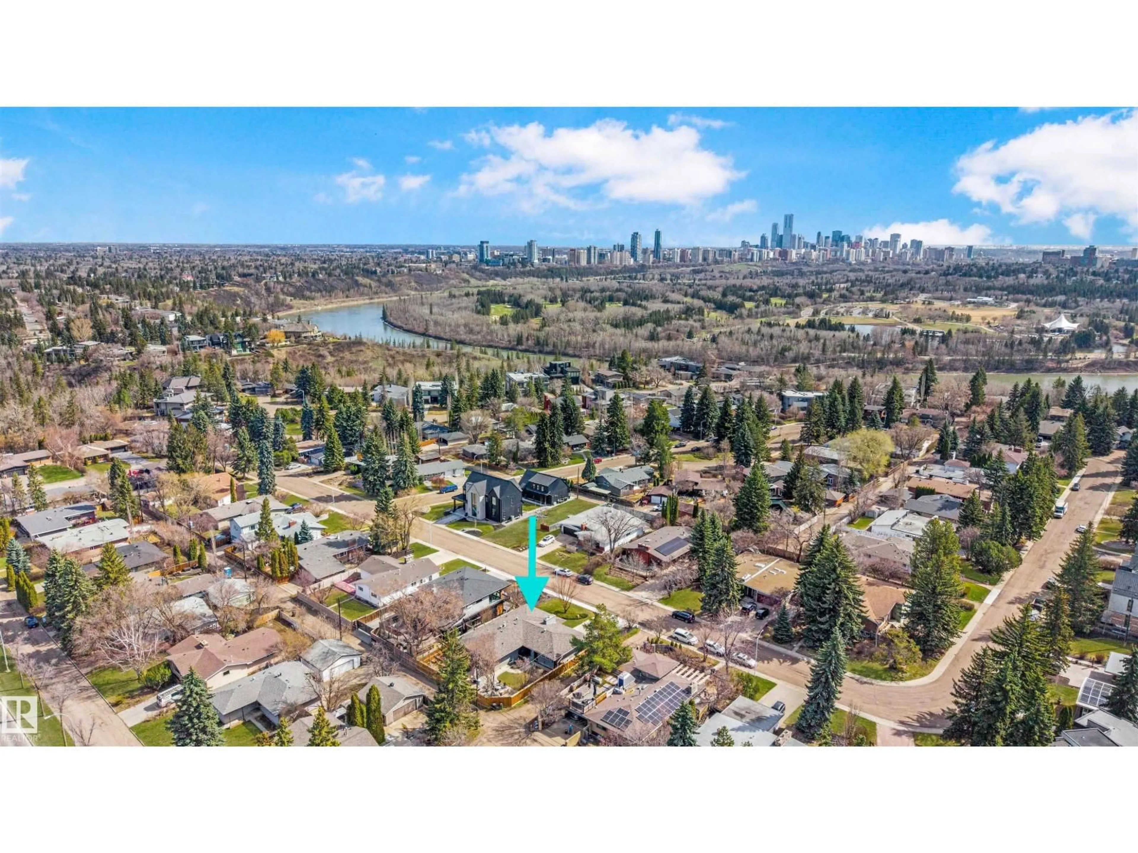 A pic from outside/outdoor area/front of a property/back of a property/a pic from drone, water/lake/river/ocean view for 9124 141 ST, Edmonton Alberta T5R0L4