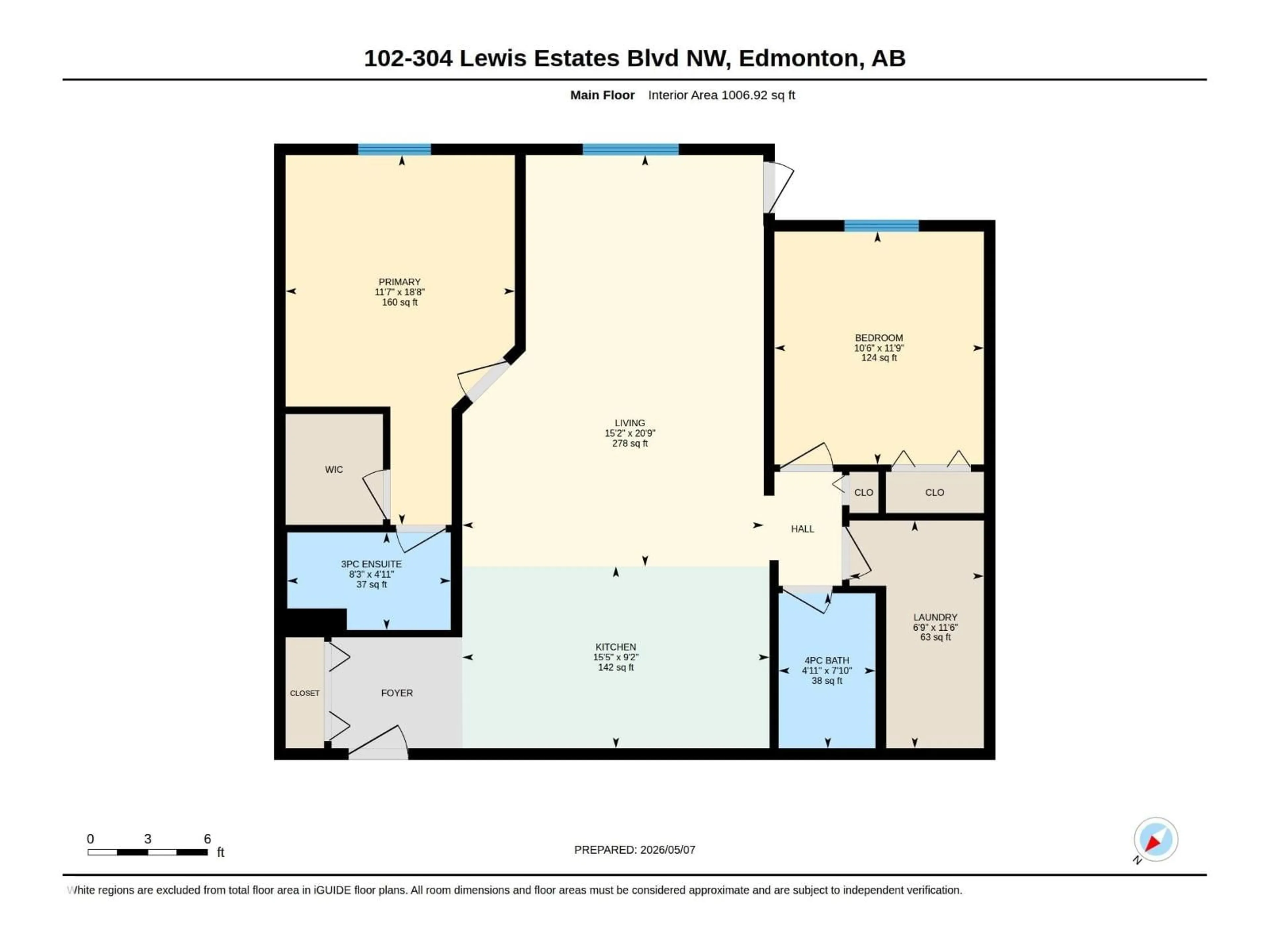 Floor plan for #102 - 304 LEWIS ESTATES BV, Edmonton Alberta T5T6Y7