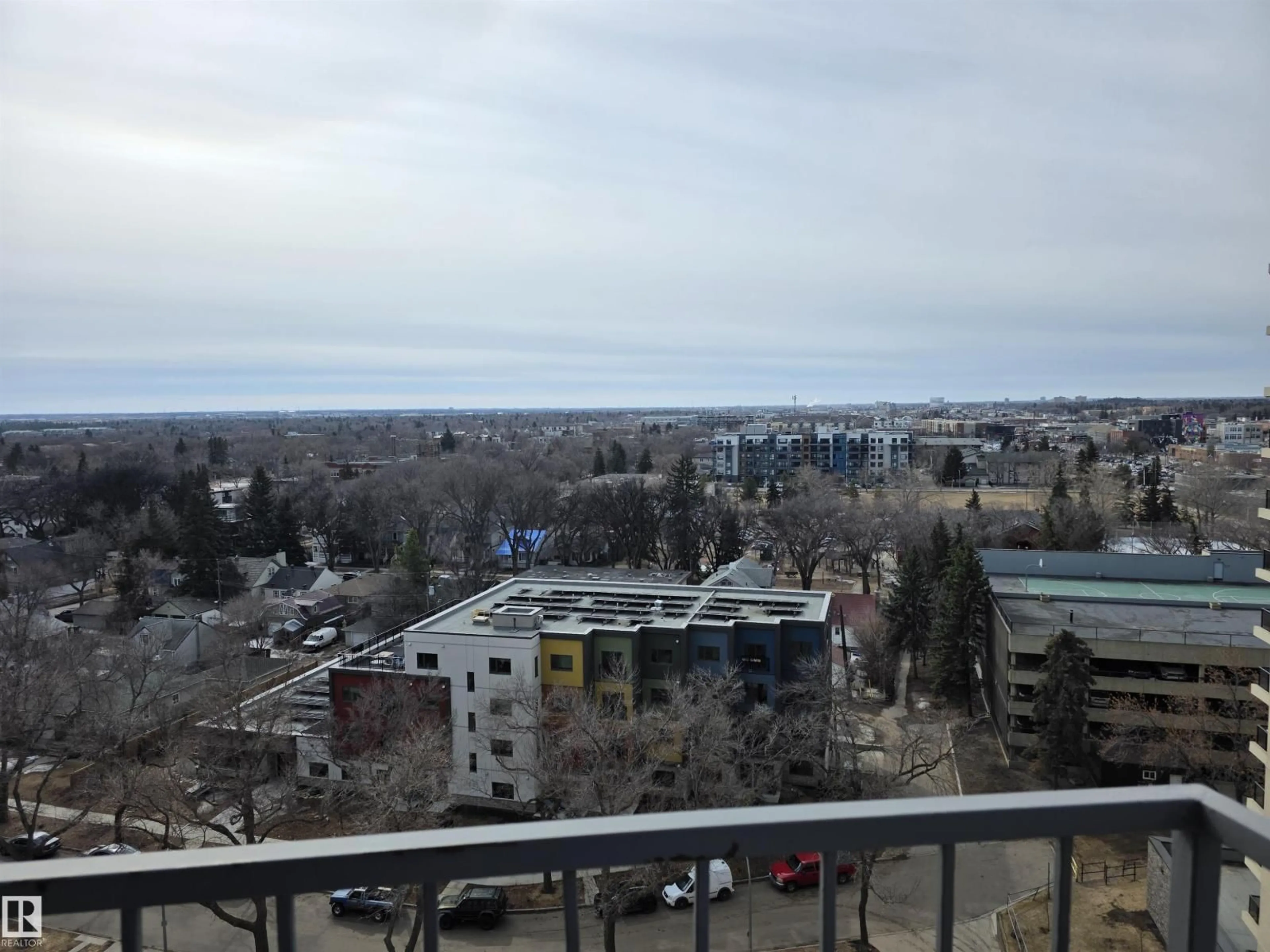 Balcony in the apartment, city buildings view from balcony for 1201 SASKATCHEWAN DR NW, Edmonton Alberta T6E4Y9