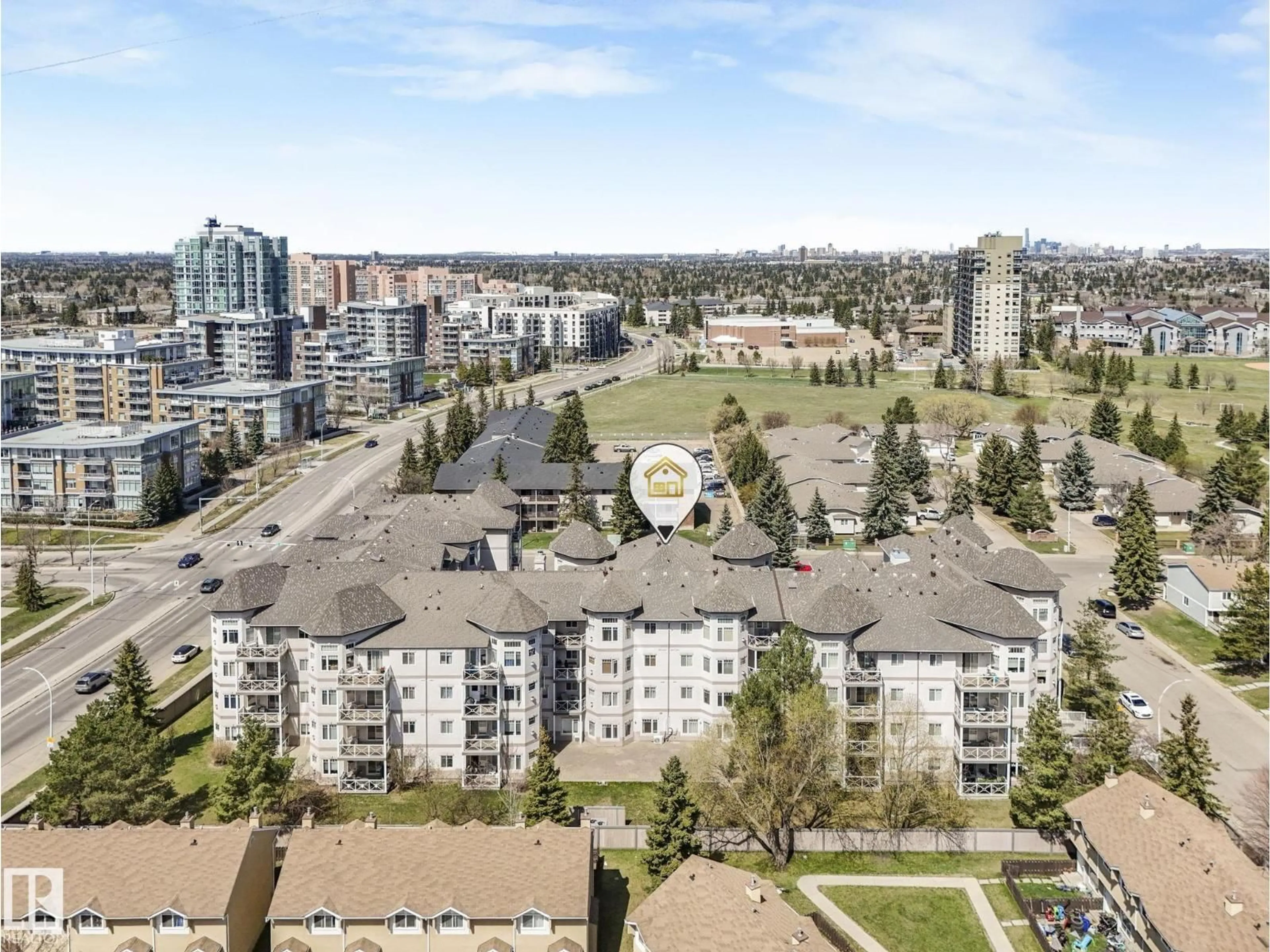 A pic from outside/outdoor area/front of a property/back of a property/a pic from drone, city buildings view from balcony for #317 - 2420 108 ST, Edmonton Alberta T6J7J3