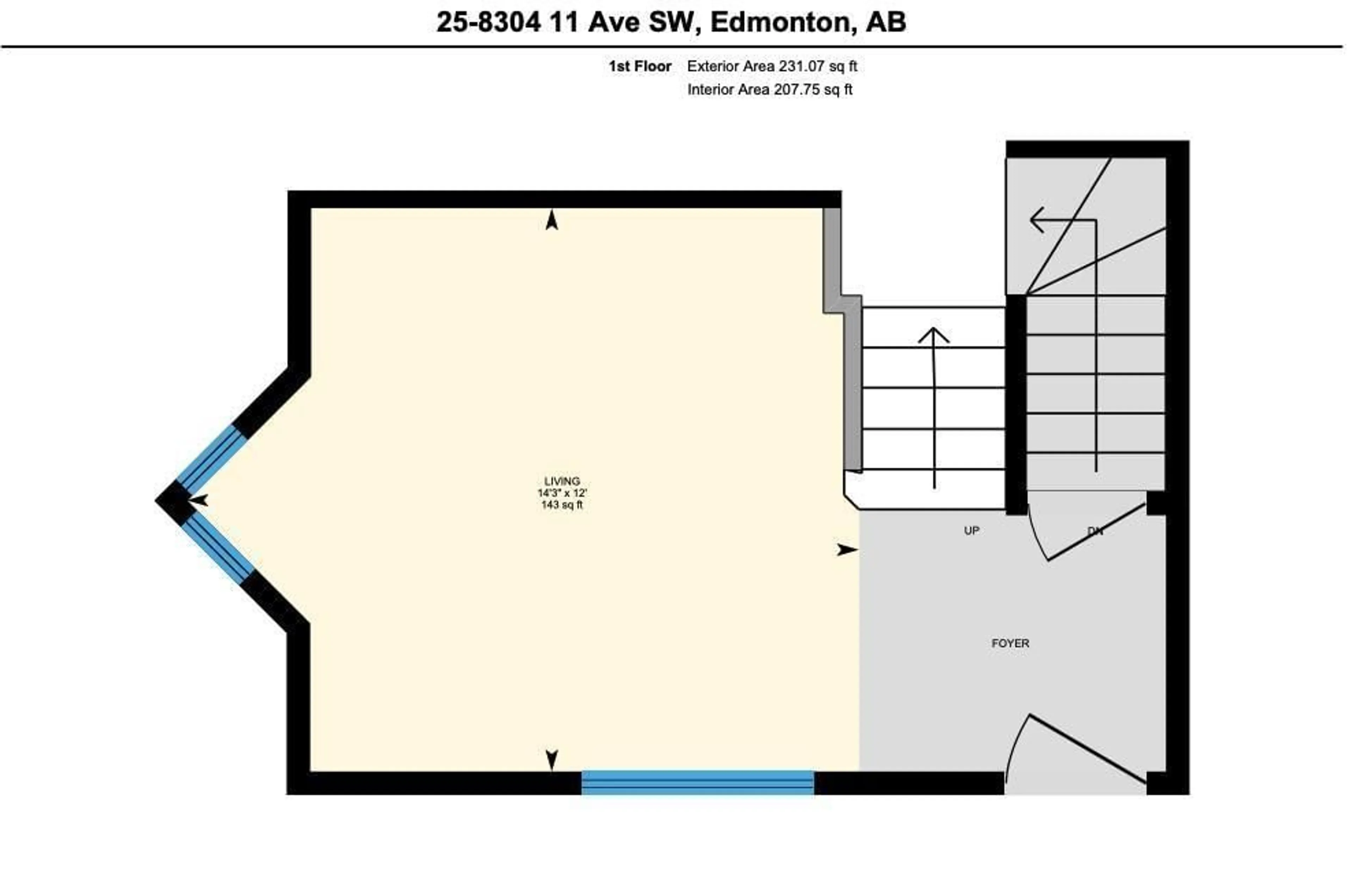 Floor plan for 25 8304 11 AV, Edmonton Alberta T6X1J8