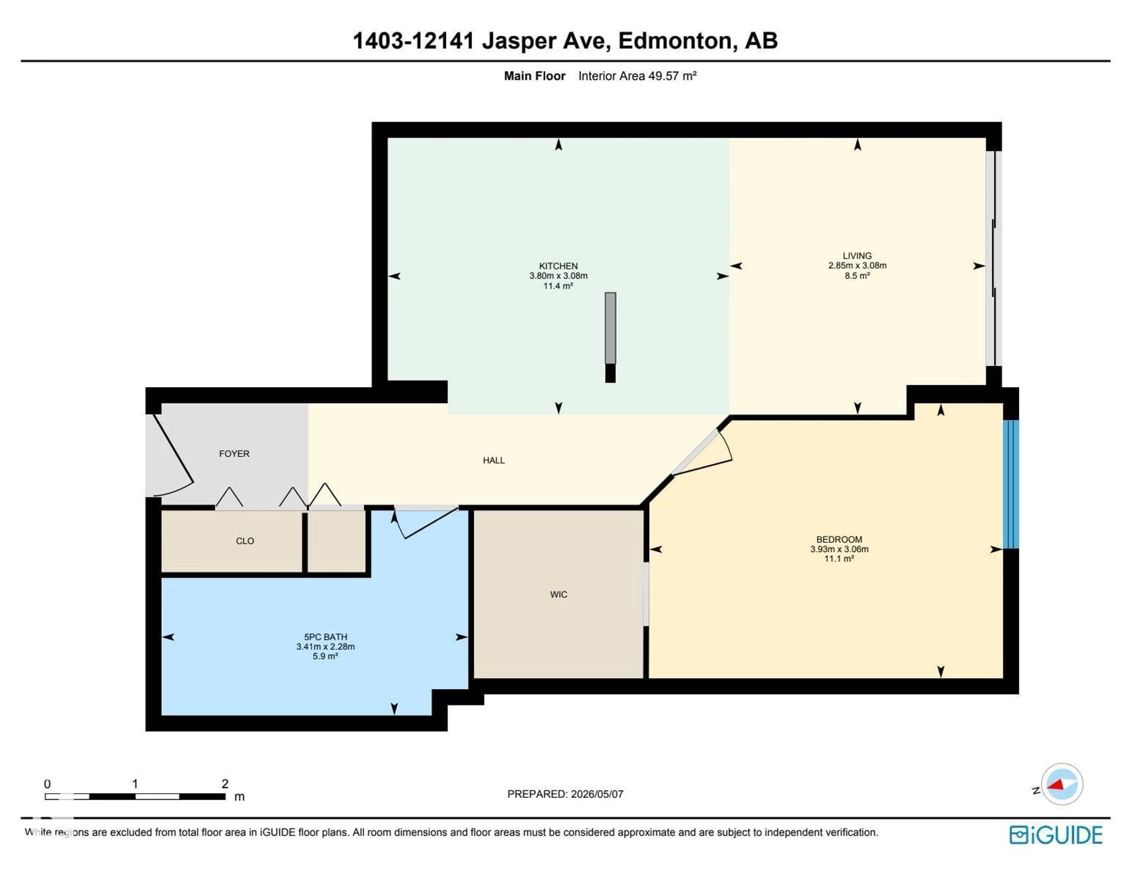 Floor plan for 1403 - 12141 JASPER AV, Edmonton Alberta T5N3X8
