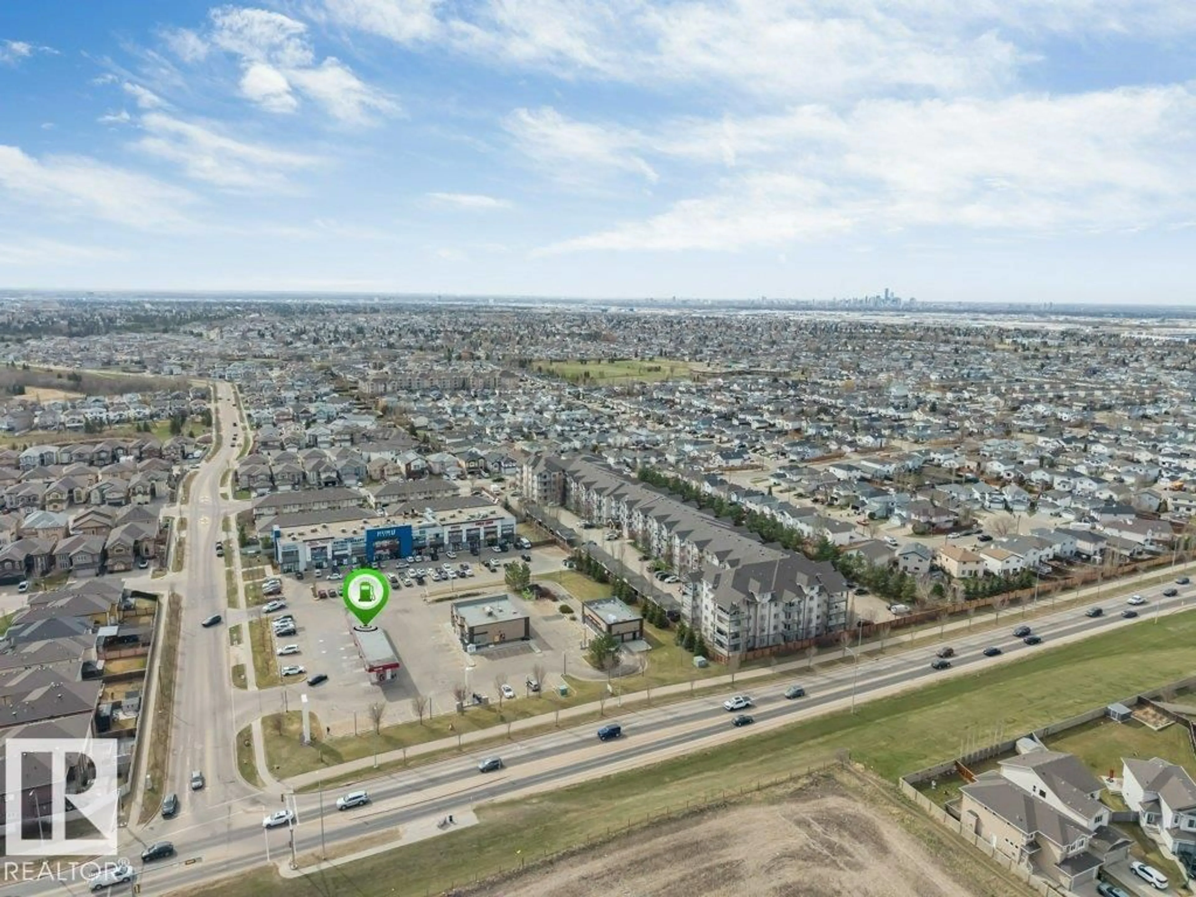 A pic from outside/outdoor area/front of a property/back of a property/a pic from drone, street for #404 - 3425 19 ST, Edmonton Alberta T6T2B5
