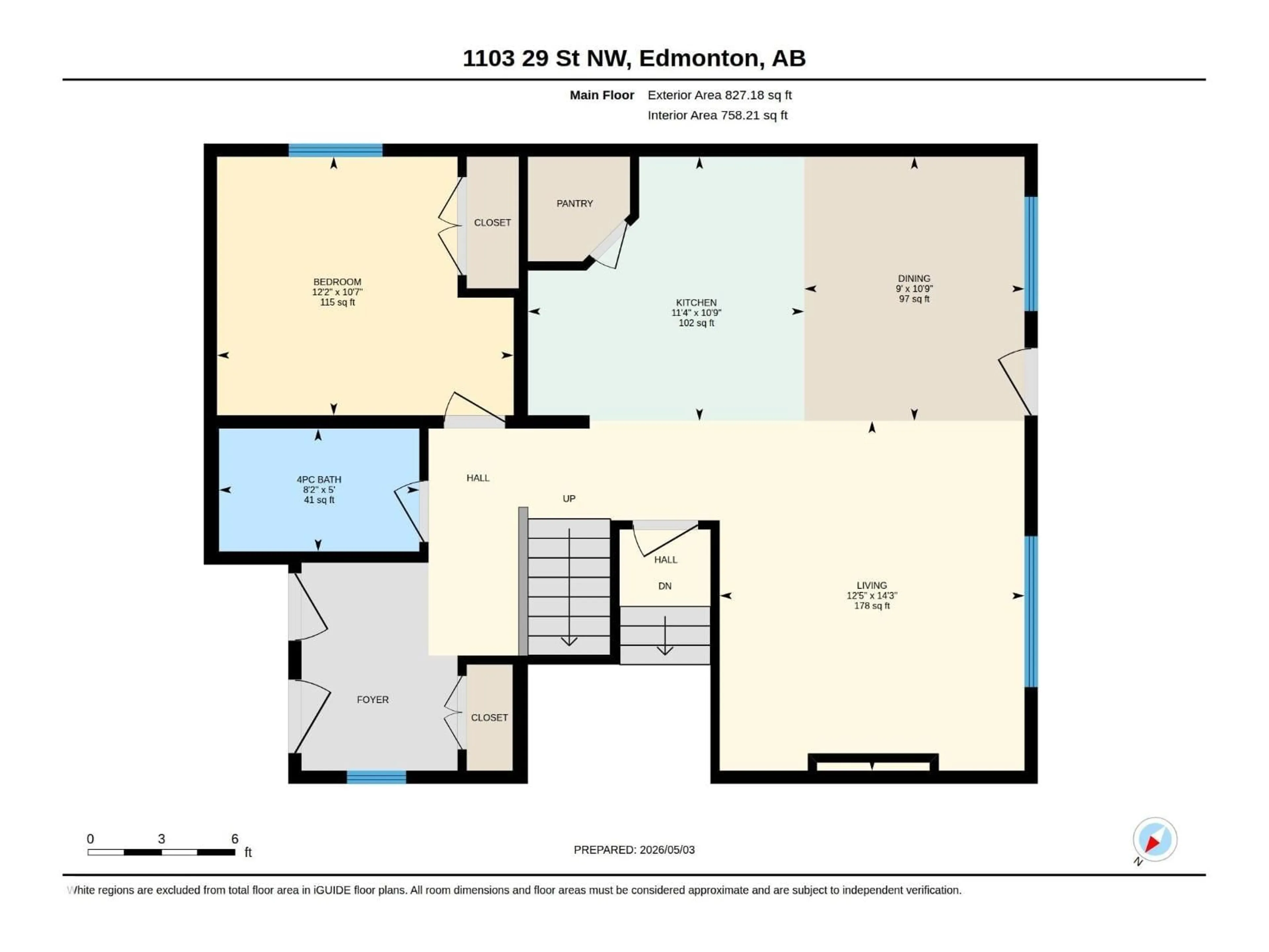 Floor plan for 1103 29 ST, Edmonton Alberta T6T2H3