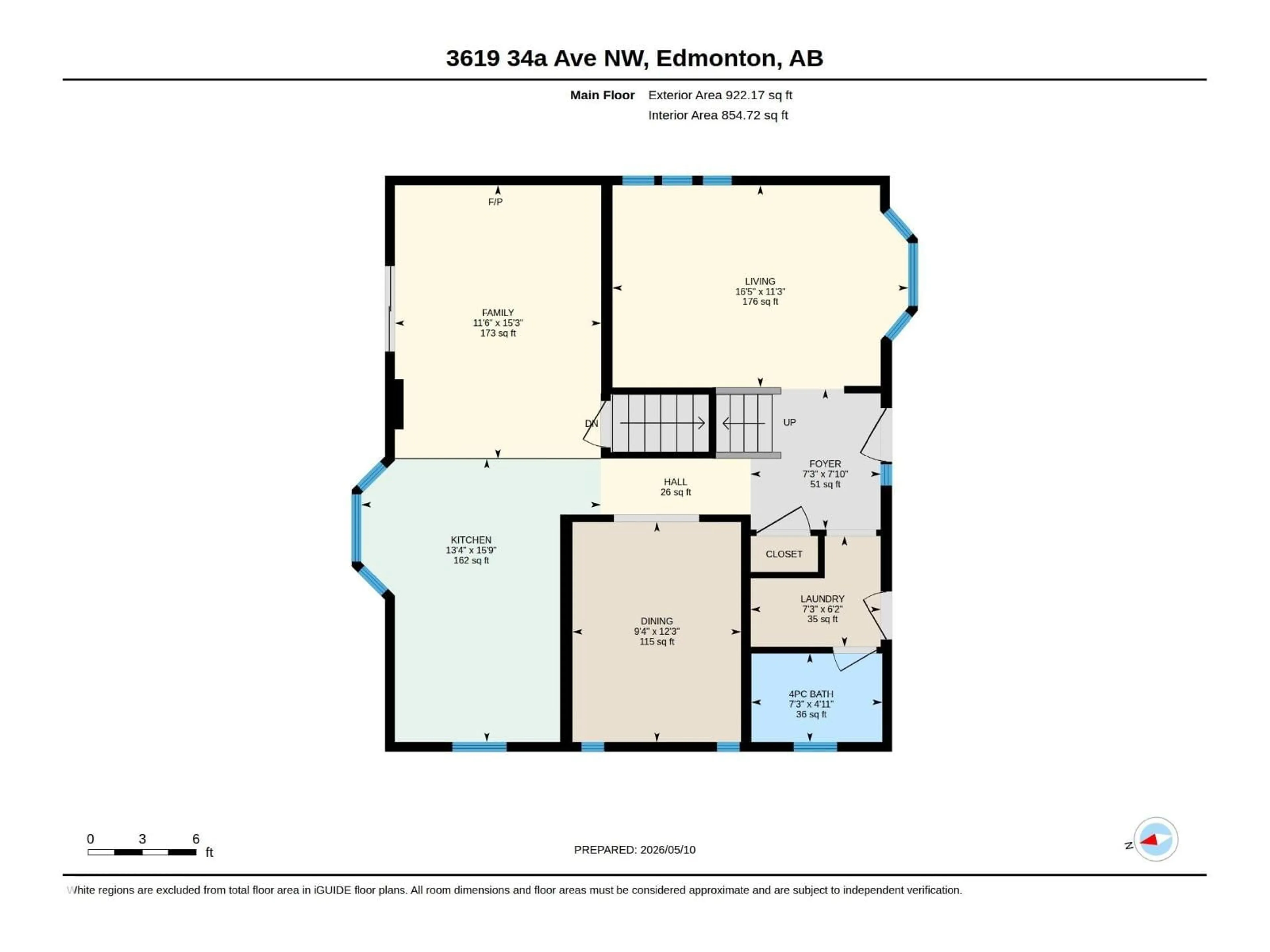 Floor plan for 3619 34A AV, Edmonton Alberta T6L3Y8