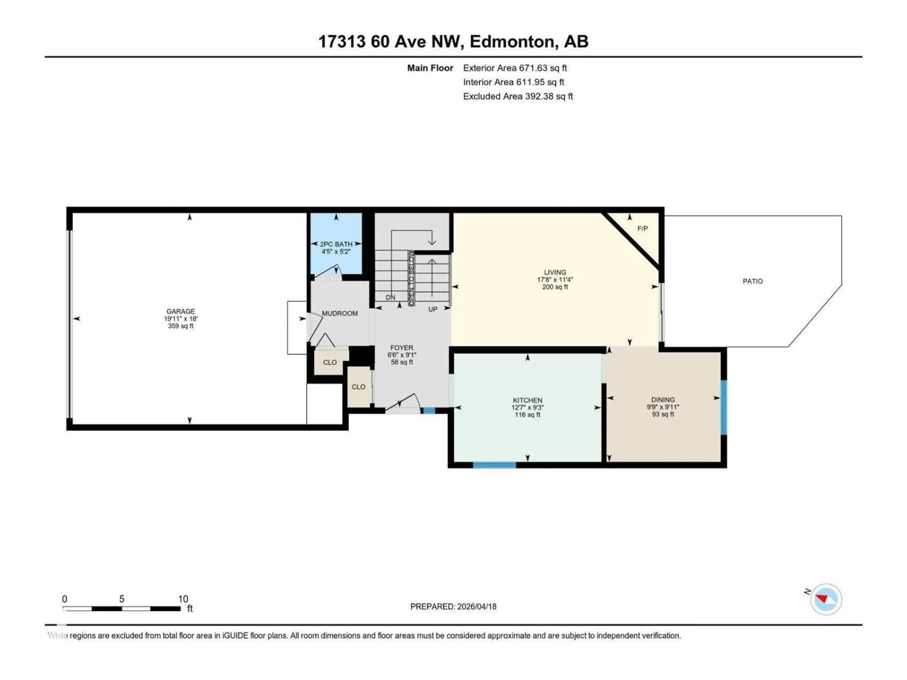 Floor plan for 17313 60 AV, Edmonton Alberta T6M1E9