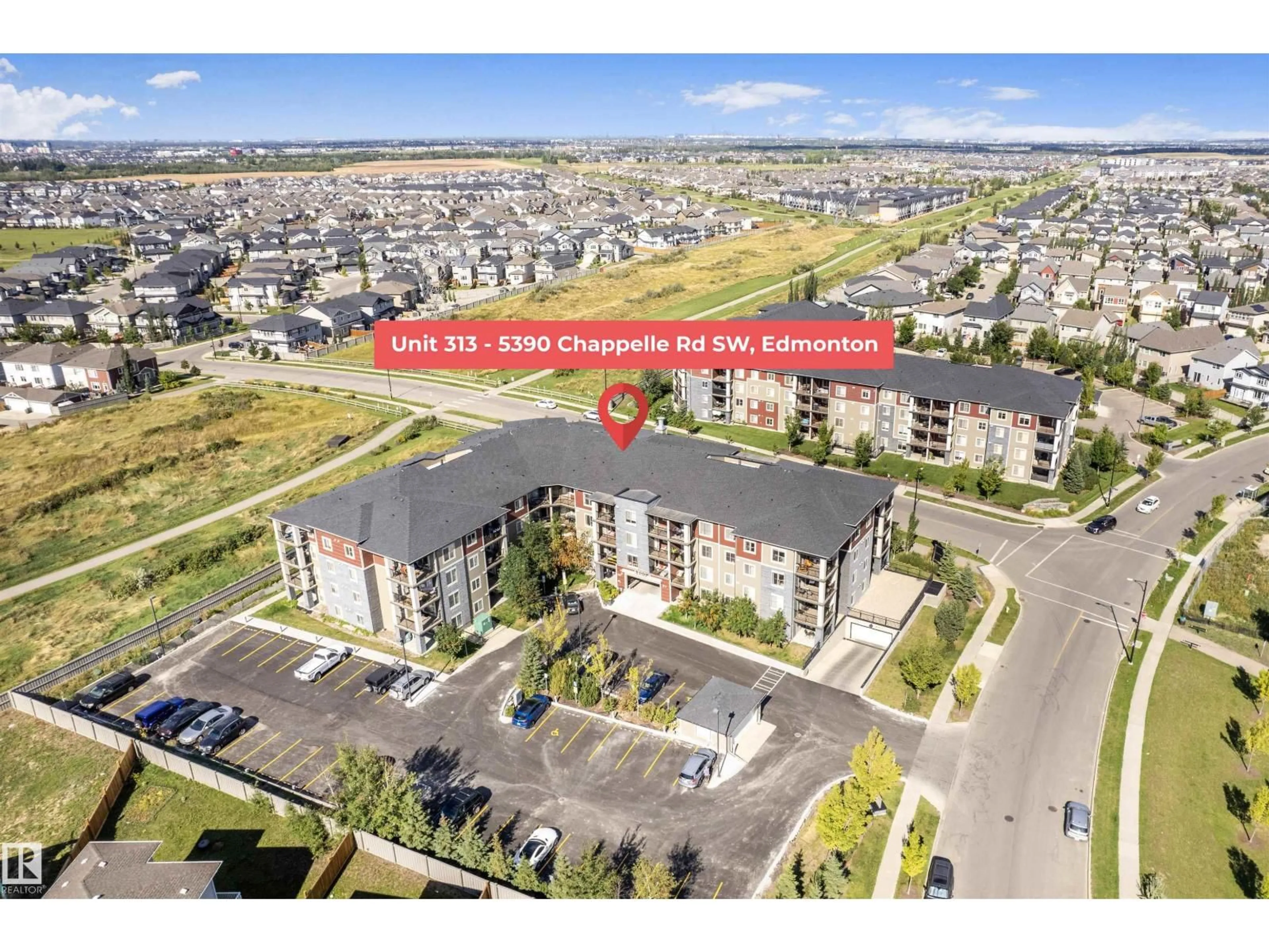 A pic from outside/outdoor area/front of a property/back of a property/a pic from drone, unknown for 313 - 5390 CHAPPELLE RD, Edmonton Alberta T6W3K7