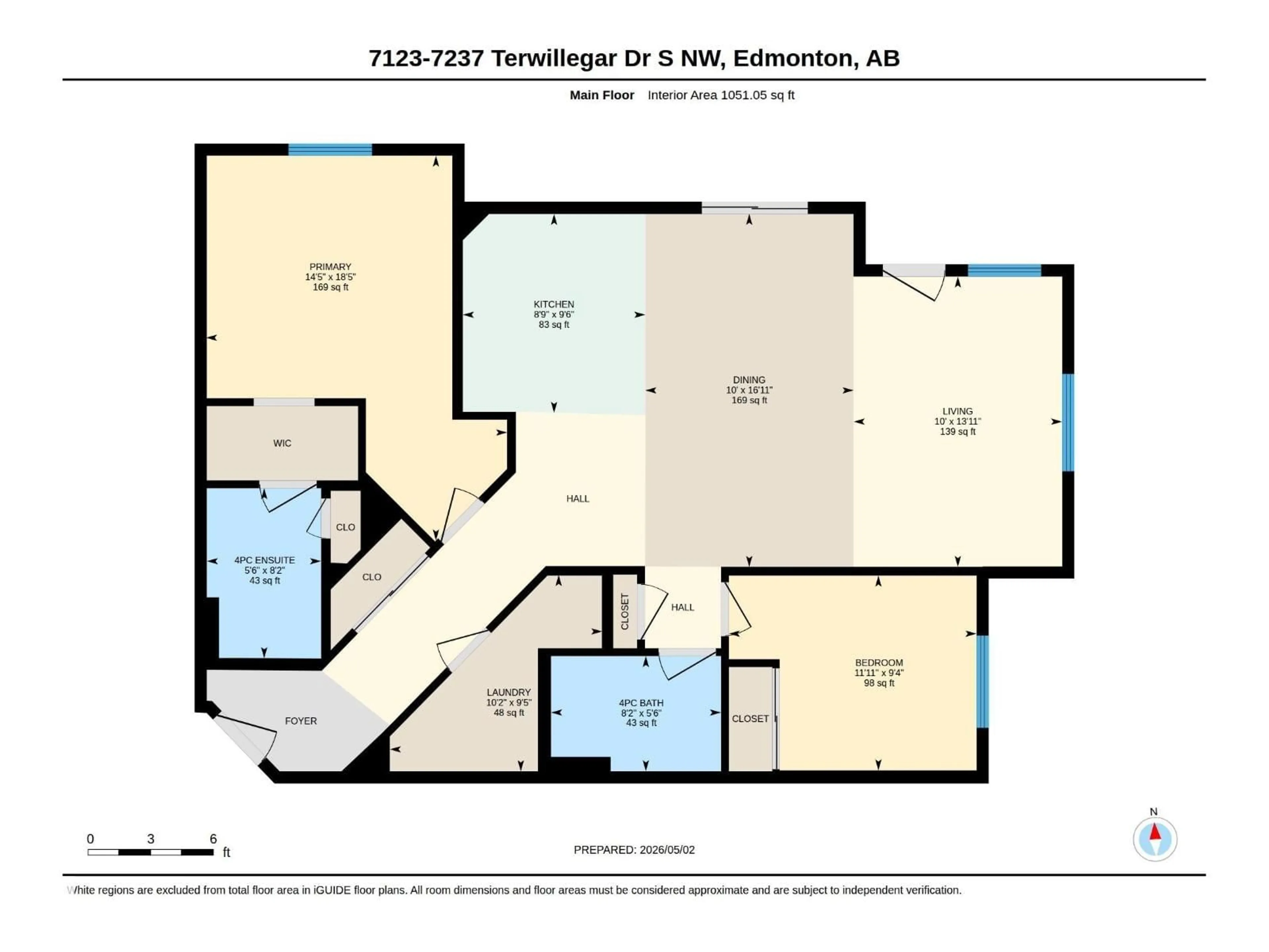 Floor plan for 7327 - 7123 SOUTH TERWILLEGAR DR, Edmonton Alberta T6R0L8