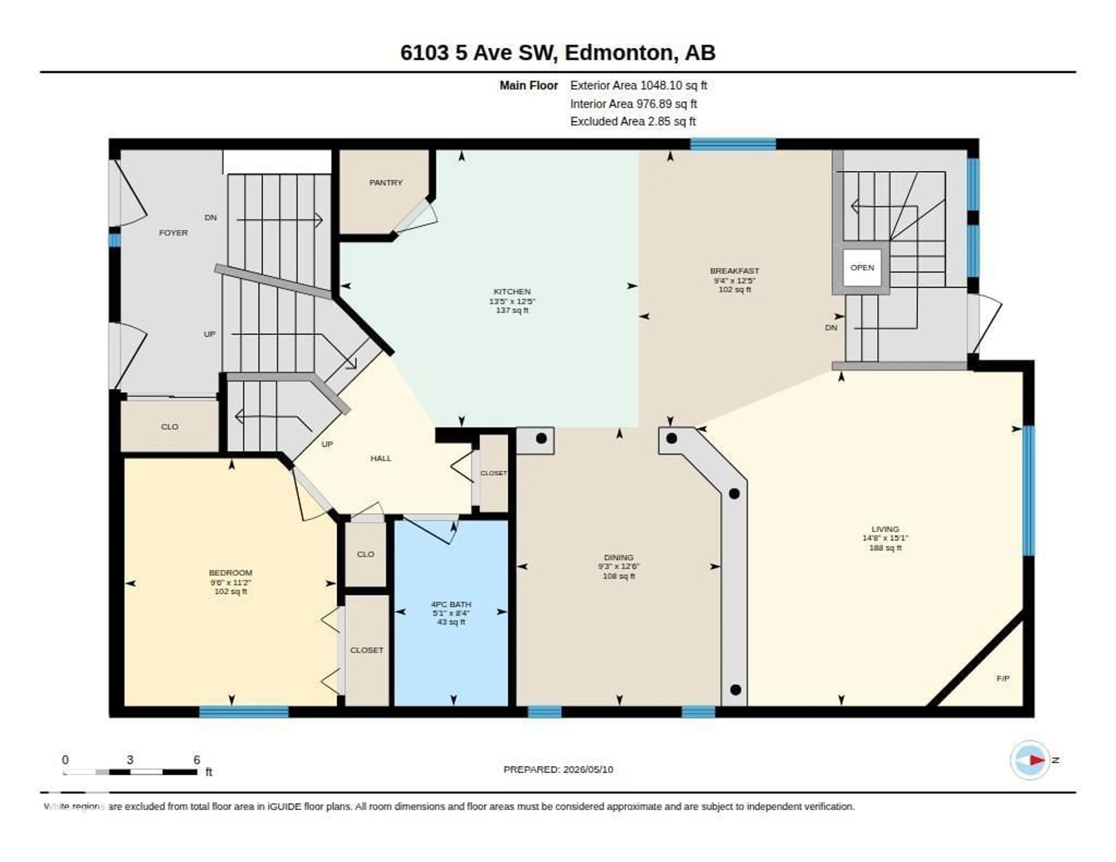 Floor plan for SW - 6103 5 AV, Edmonton Alberta T6X0E8
