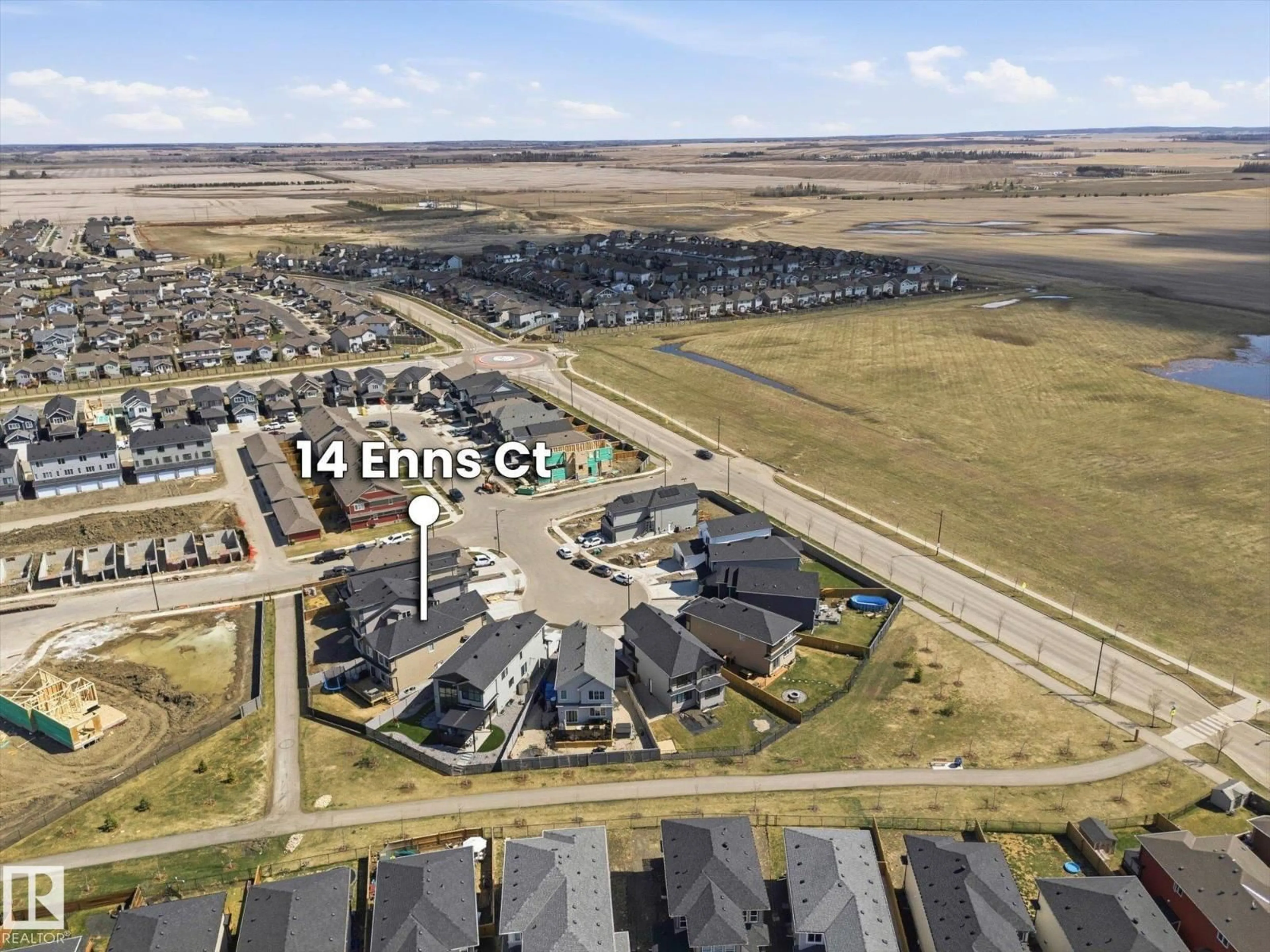 A pic from outside/outdoor area/front of a property/back of a property/a pic from drone, street for 14 ENNS CT, Fort Saskatchewan Alberta T8L0Z4