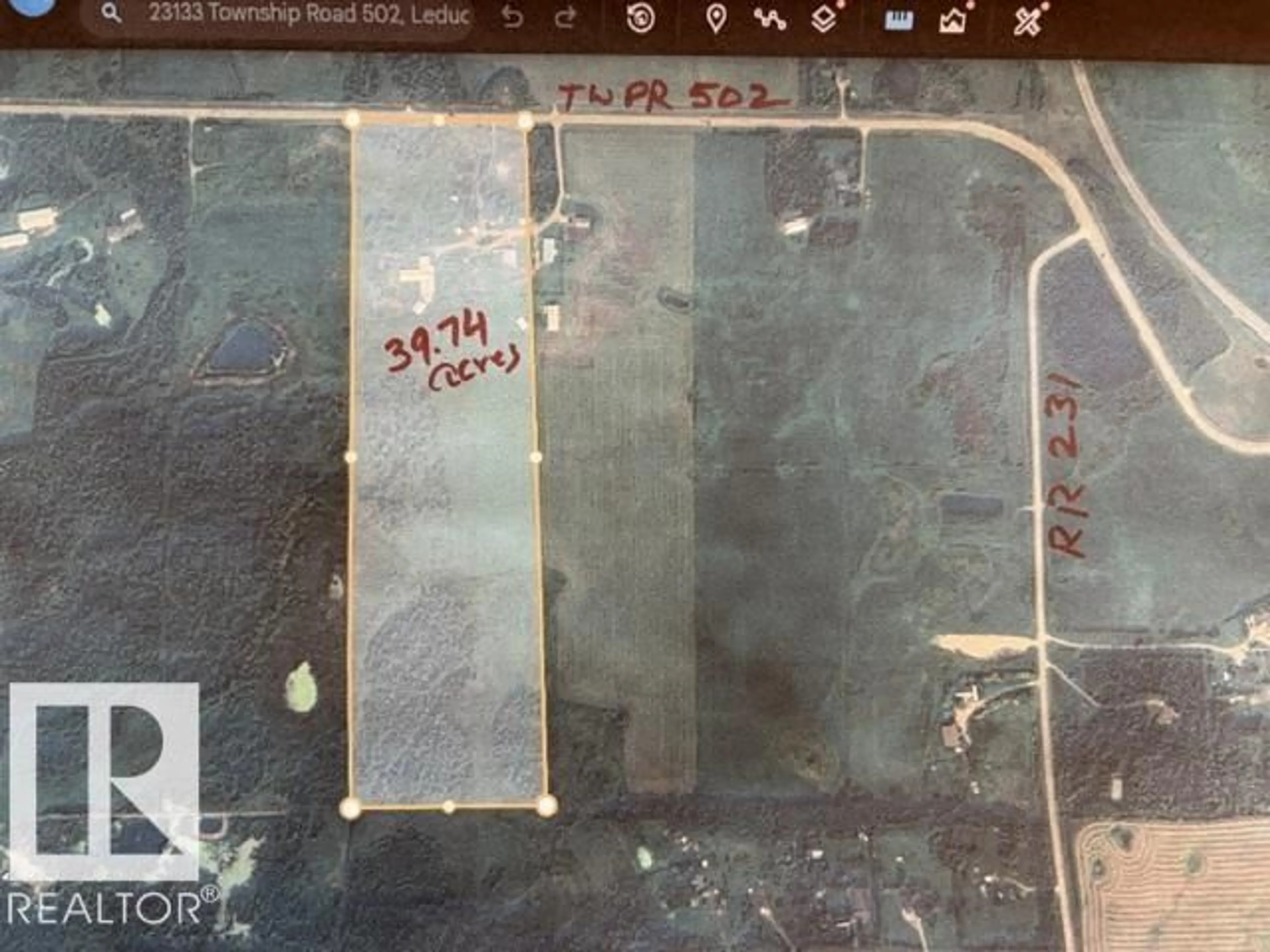 A pic from outside/outdoor area/front of a property/back of a property/a pic from drone, street for 23133 TWP RD, Rural Leduc County Alberta T4X0R2
