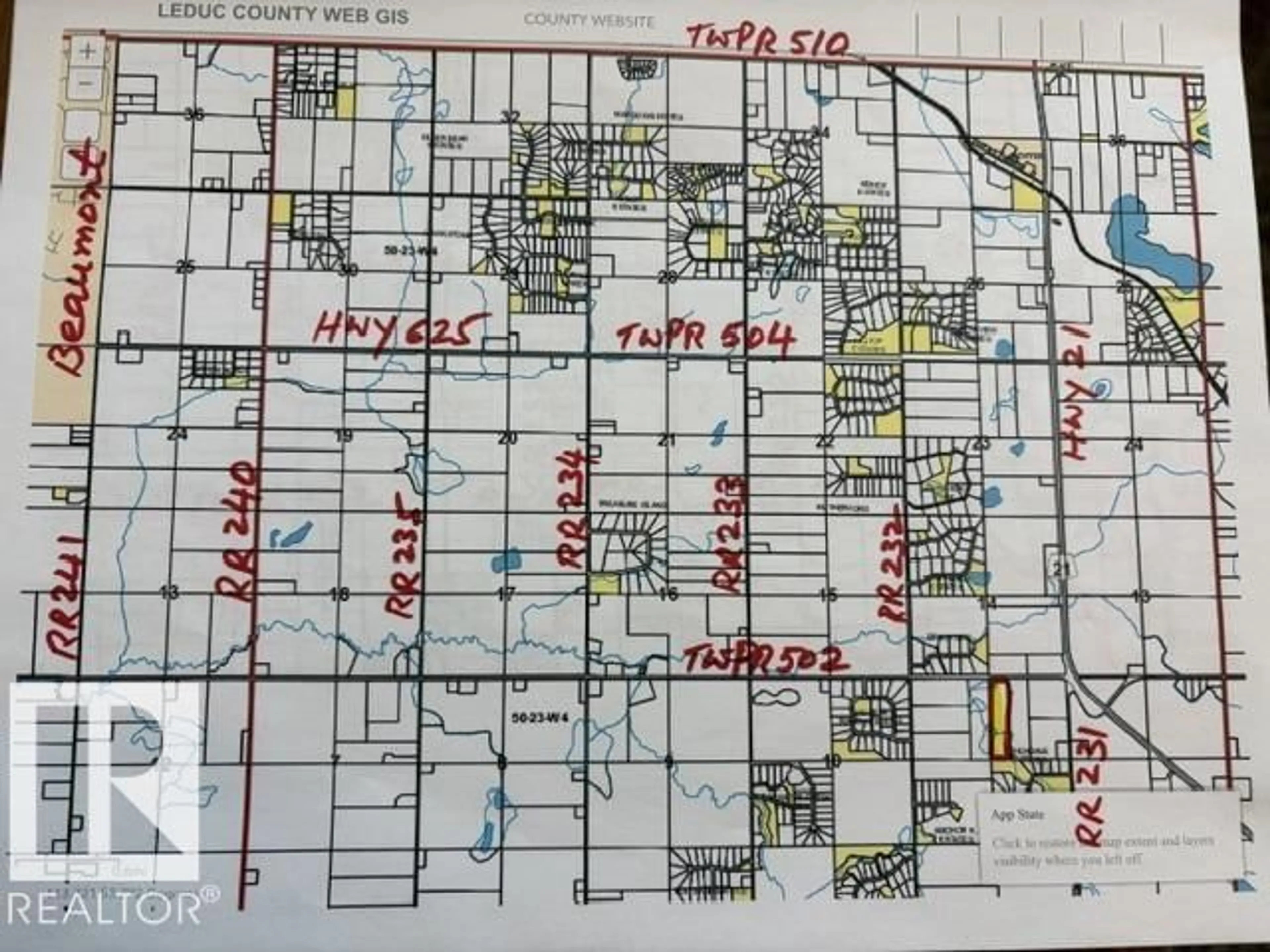 Picture of a map for 23133 TWP RD, Rural Leduc County Alberta T4X0R2