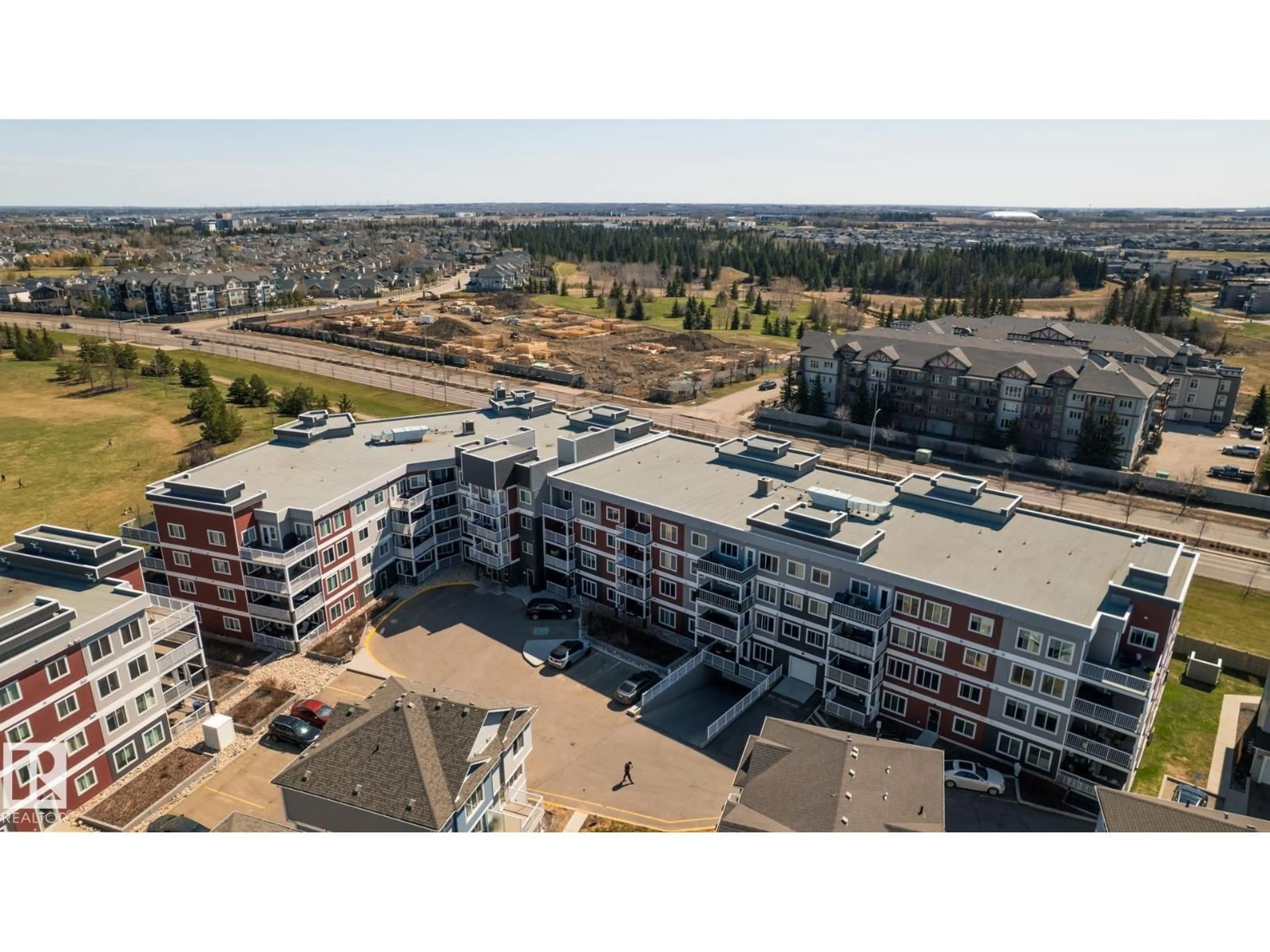 A pic from outside/outdoor area/front of a property/back of a property/a pic from drone, city buildings view from balcony for 1818 - 447 RUTHERFORD RD, Edmonton Alberta T6W2K6