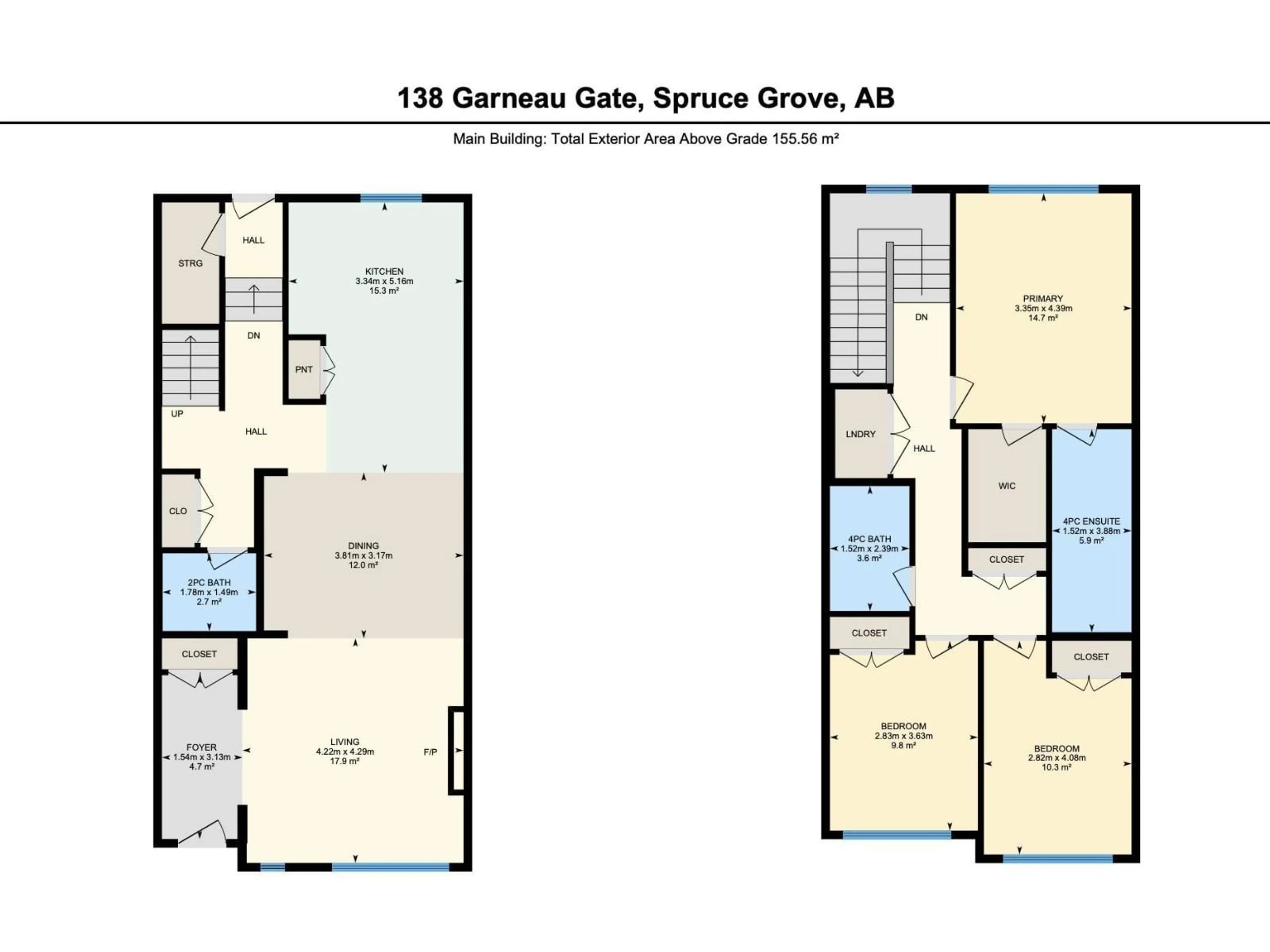 Floor plan for 138 GARNEAU GA, Spruce Grove Alberta T7X0Z6