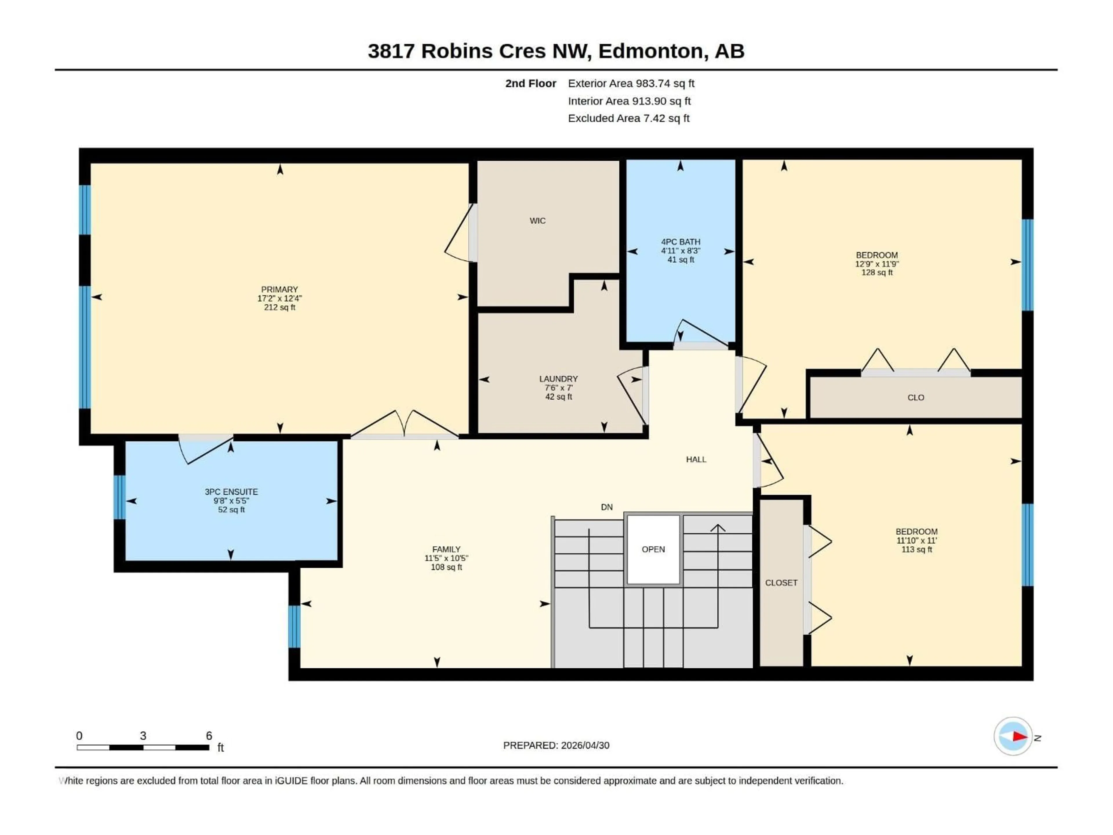 Floor plan for 3817 ROBINS CR, Edmonton Alberta T5S0M7