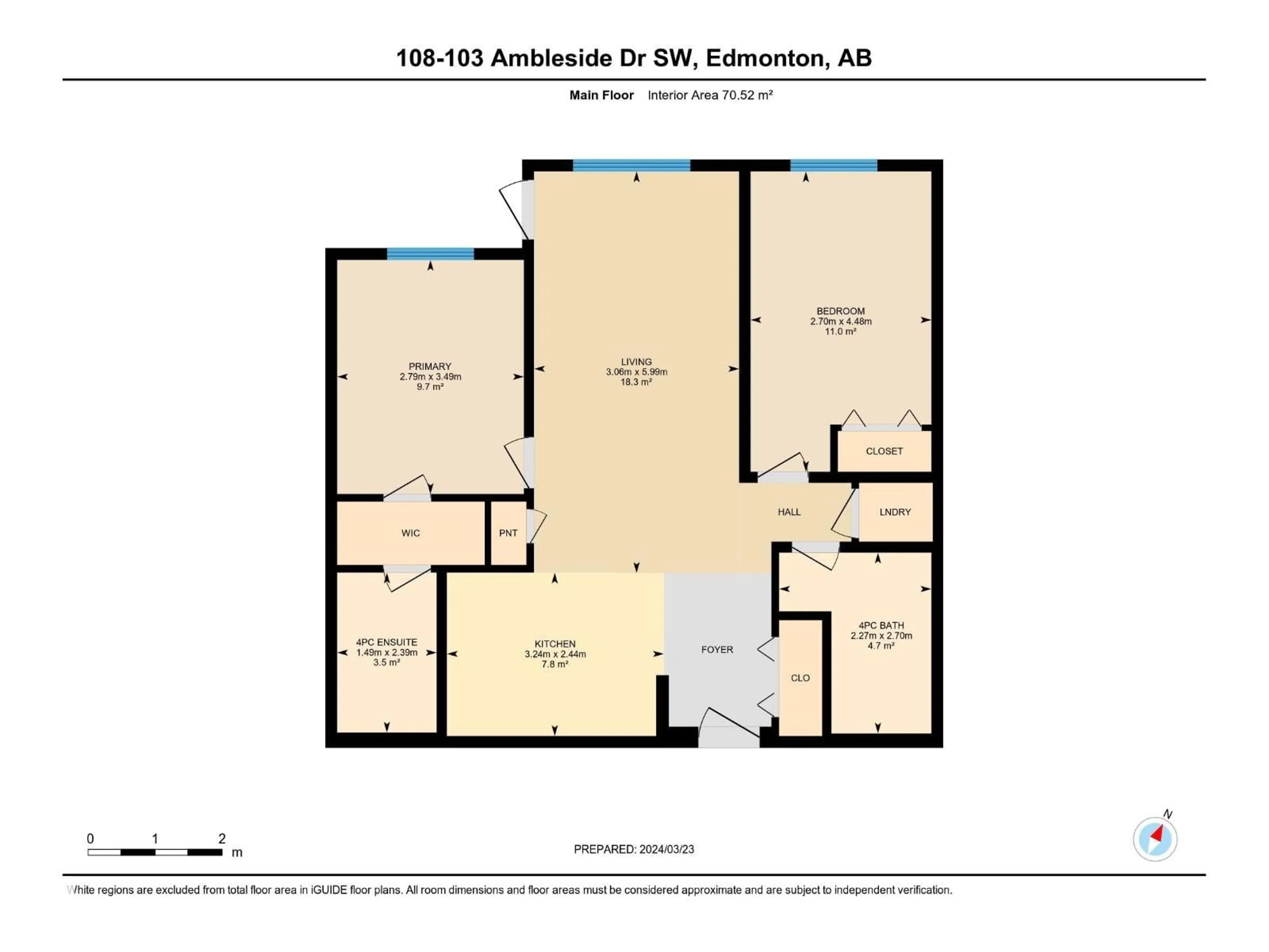 Floor plan for #108 - 103 AMBLESIDE DR, Edmonton Alberta T6W0J4