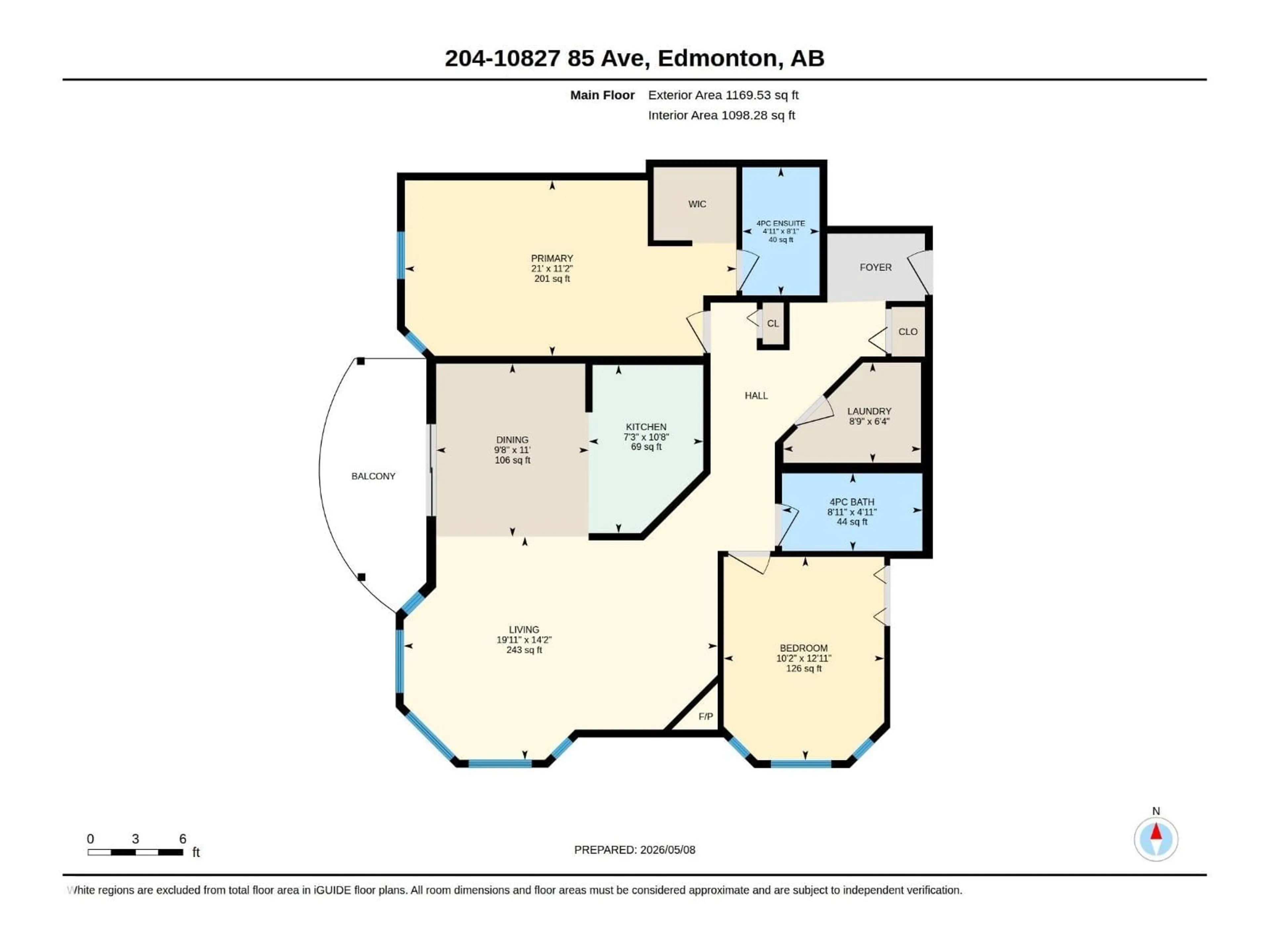 Floor plan for #204 - 10827 85 AV NW, Edmonton Alberta T6E2L2