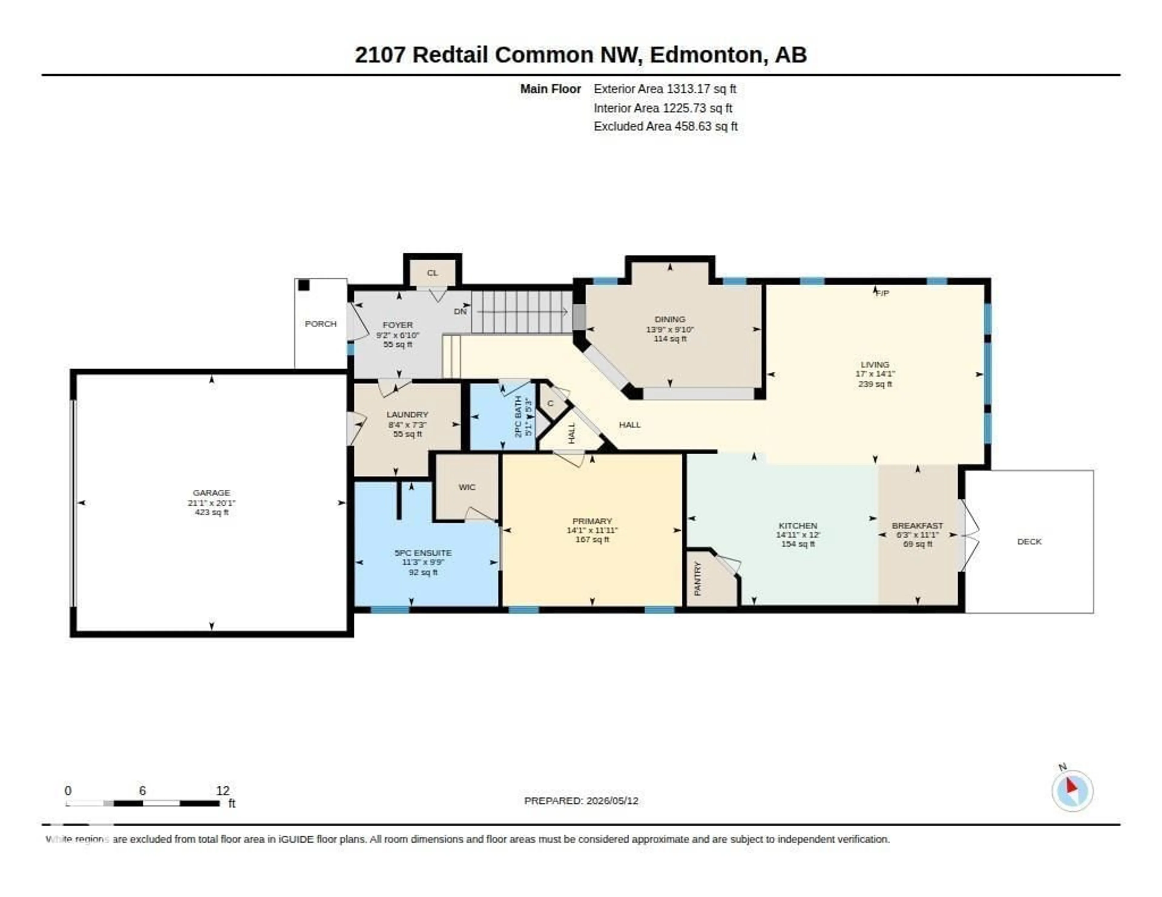 Floor plan for NW - 2107 REDTAIL CM, Edmonton Alberta T5S0H4