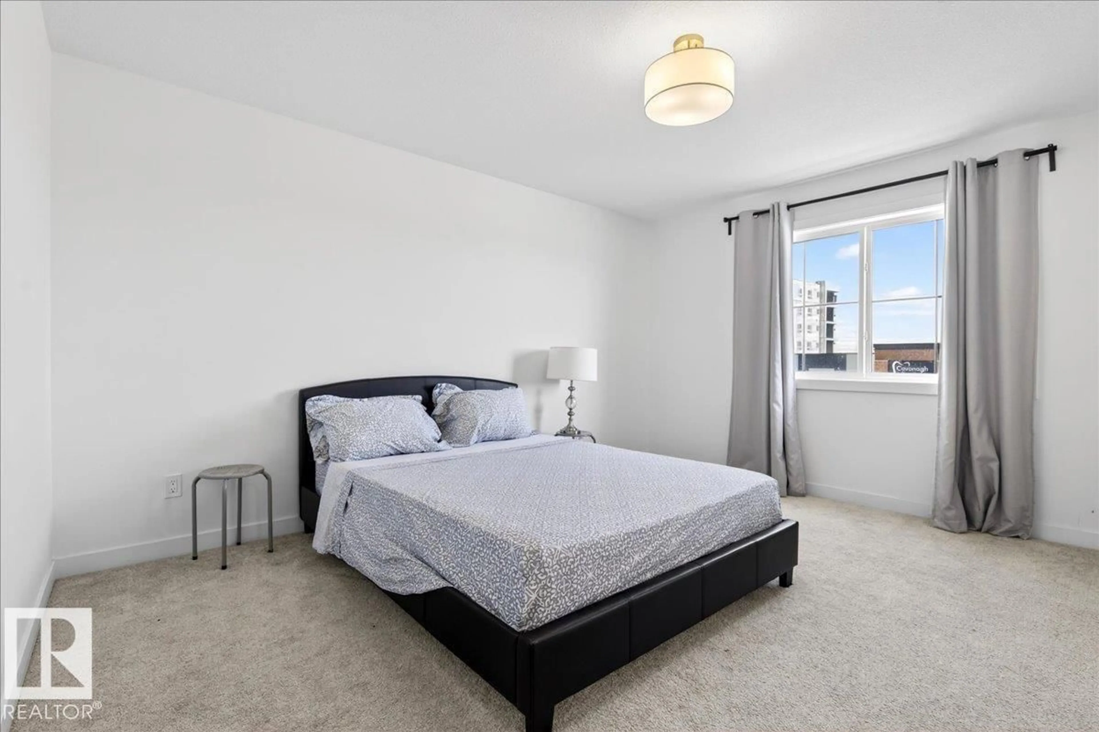Bedroom with bed, carpet floor for #15 - 1910 COLLIP VIEW VW, Edmonton Alberta T6W5H4